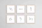 Picasso Animal Sketches-Wall_Art-30 x 30cm (x6)-Framed Print-Wood-Pixalot