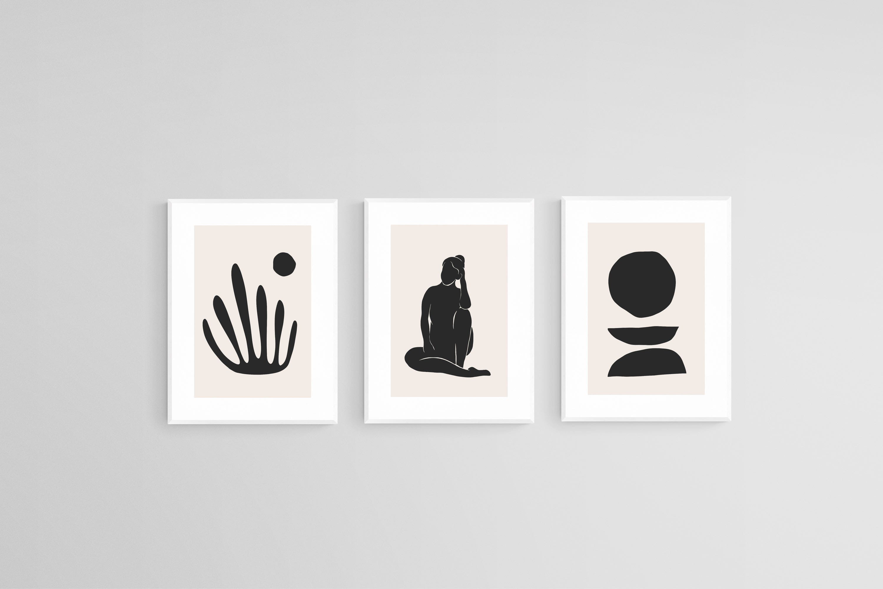 Poise Set-Wall_Art-45 x 60cm (x3)-Framed Print-White-Pixalot