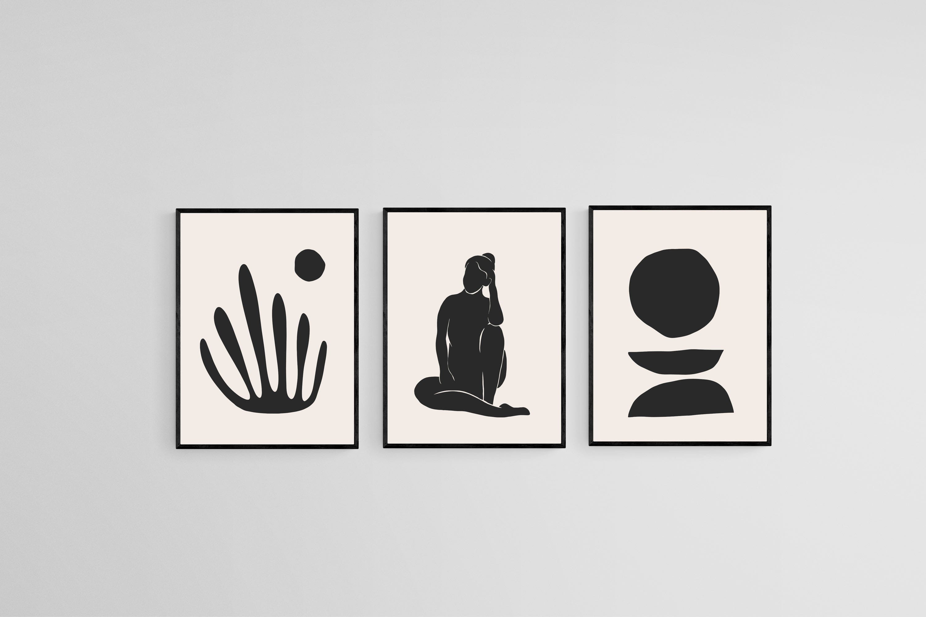 Poise Set-Wall_Art-45 x 60cm (x3)-Mounted Canvas-Black-Pixalot