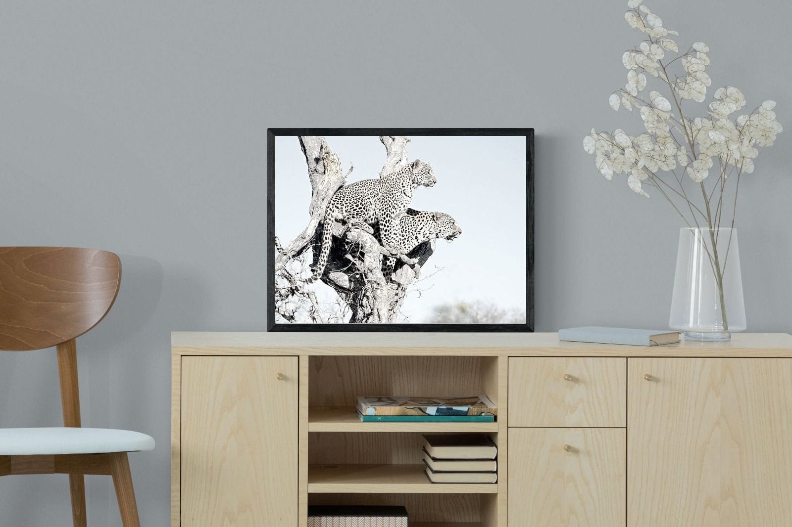 Poised Leopards-Wall_Art-60 x 45cm-Mounted Canvas-Black-Pixalot