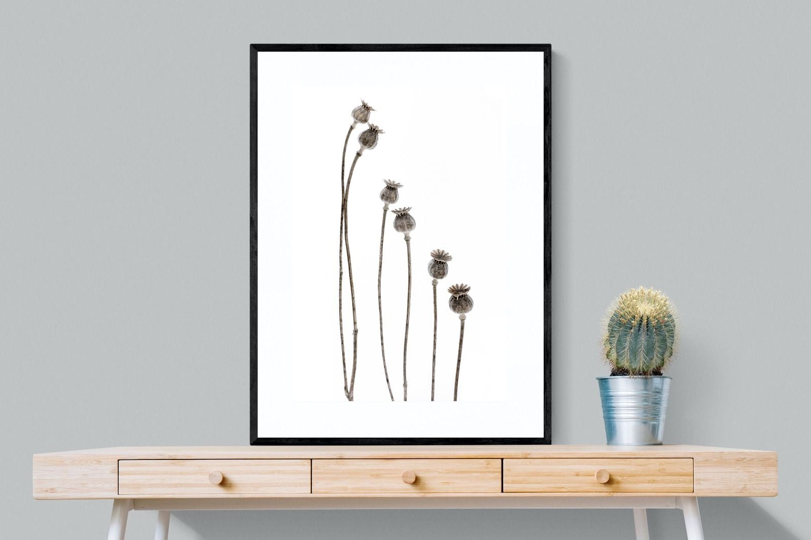 Poppy Pods-Wall_Art-75 x 100cm-Framed Print-Black-Pixalot