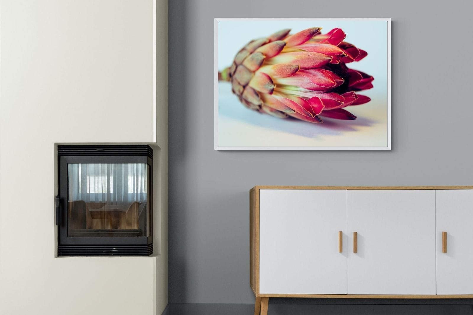 Protea Still Life-Wall_Art-100 x 75cm-Mounted Canvas-White-Pixalot