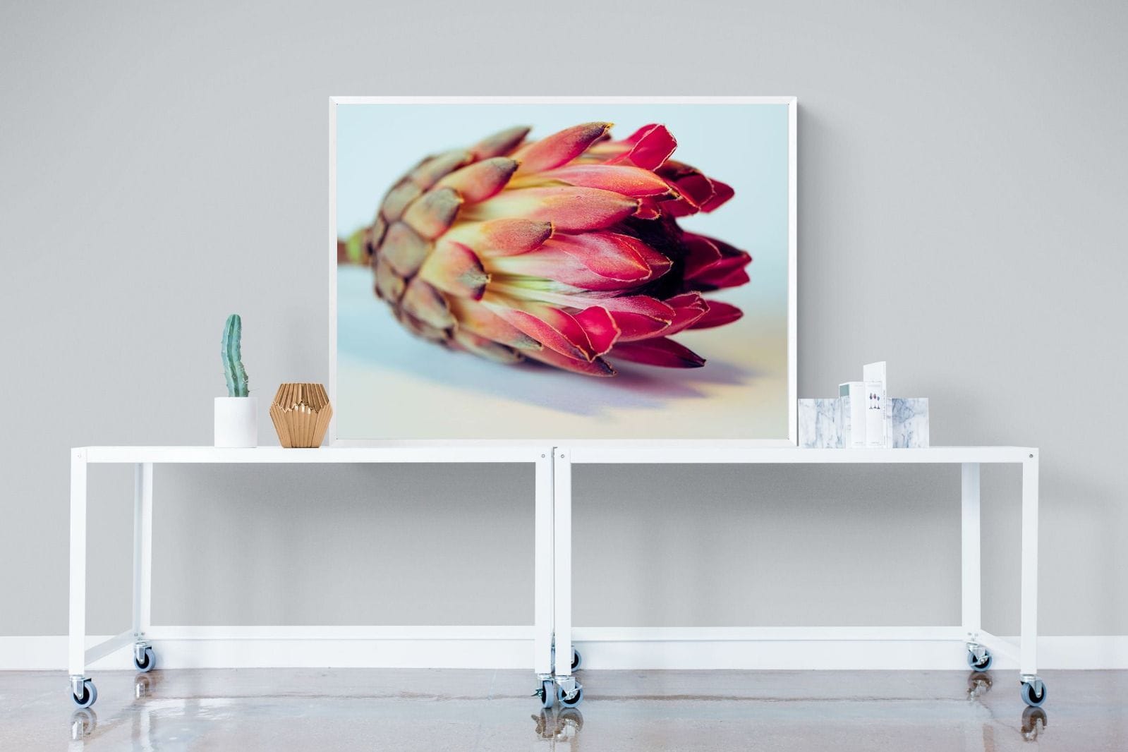 Protea Still Life-Wall_Art-120 x 90cm-Mounted Canvas-White-Pixalot