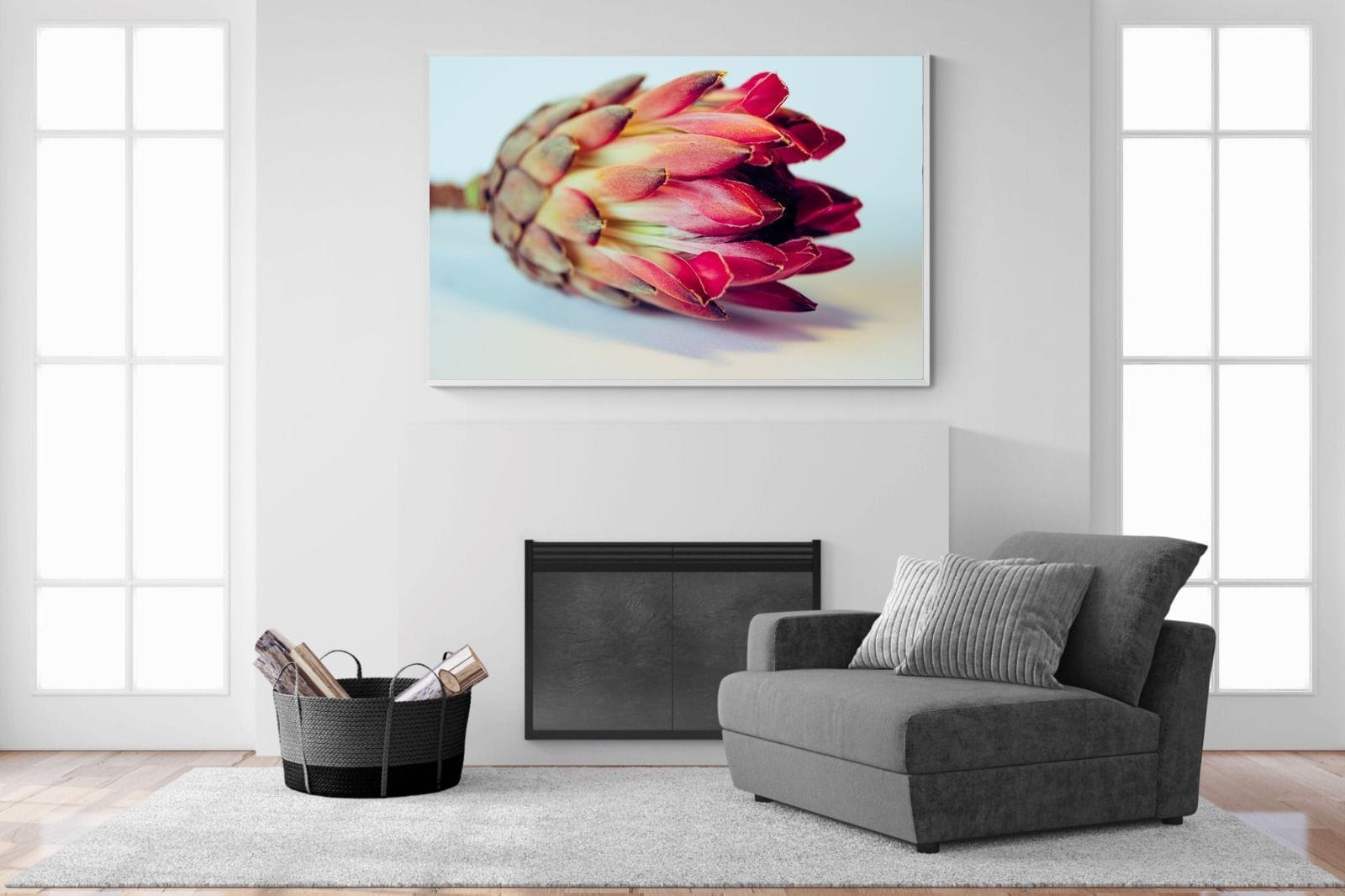 Protea Still Life-Wall_Art-150 x 100cm-Mounted Canvas-White-Pixalot