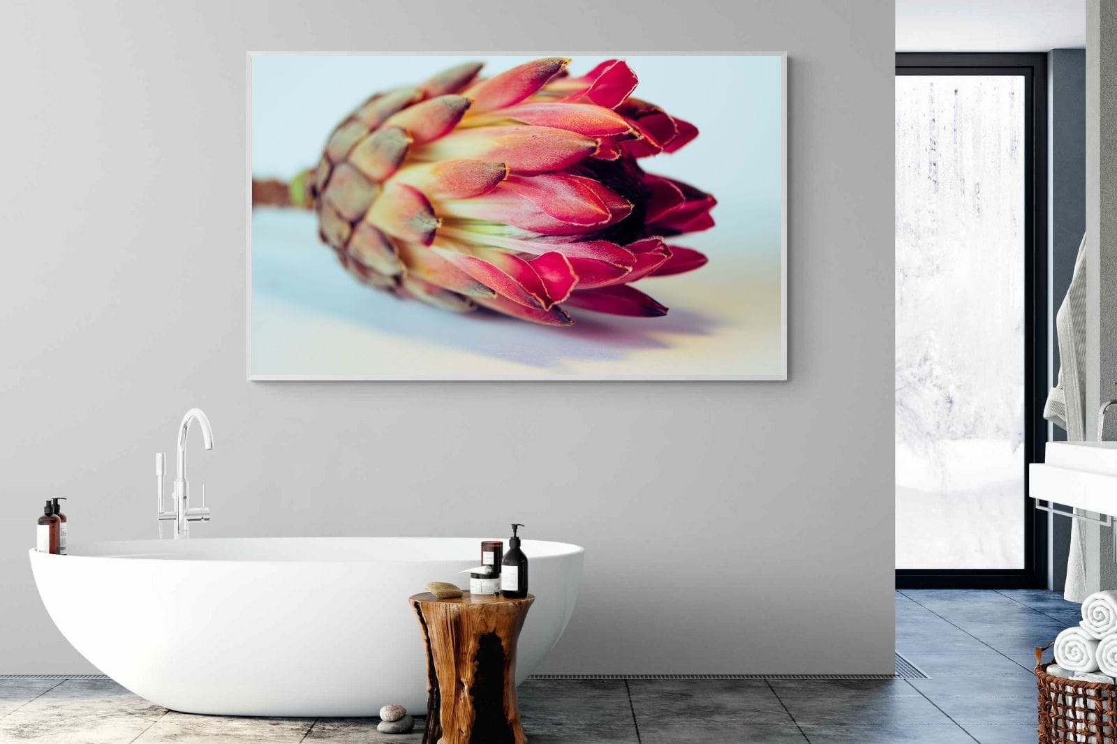 Protea Still Life-Wall_Art-180 x 110cm-Mounted Canvas-White-Pixalot