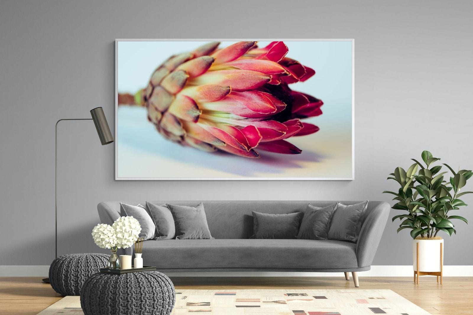 Protea Still Life-Wall_Art-220 x 130cm-Mounted Canvas-White-Pixalot