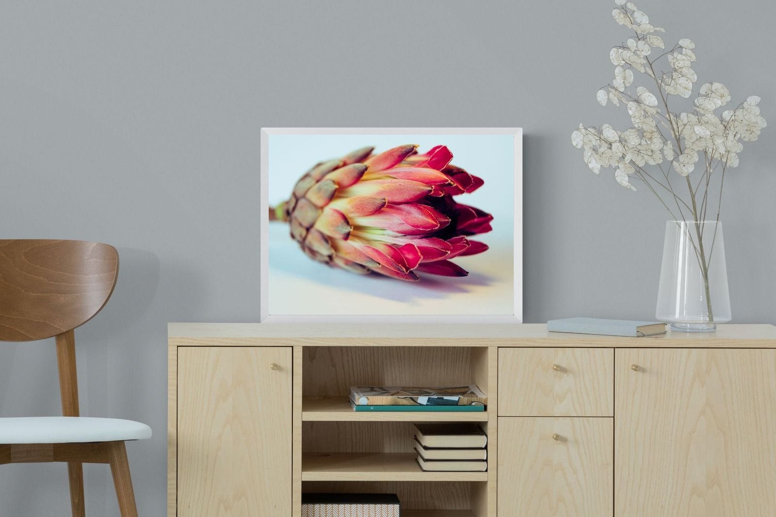 Protea Still Life-Wall_Art-60 x 45cm-Mounted Canvas-White-Pixalot