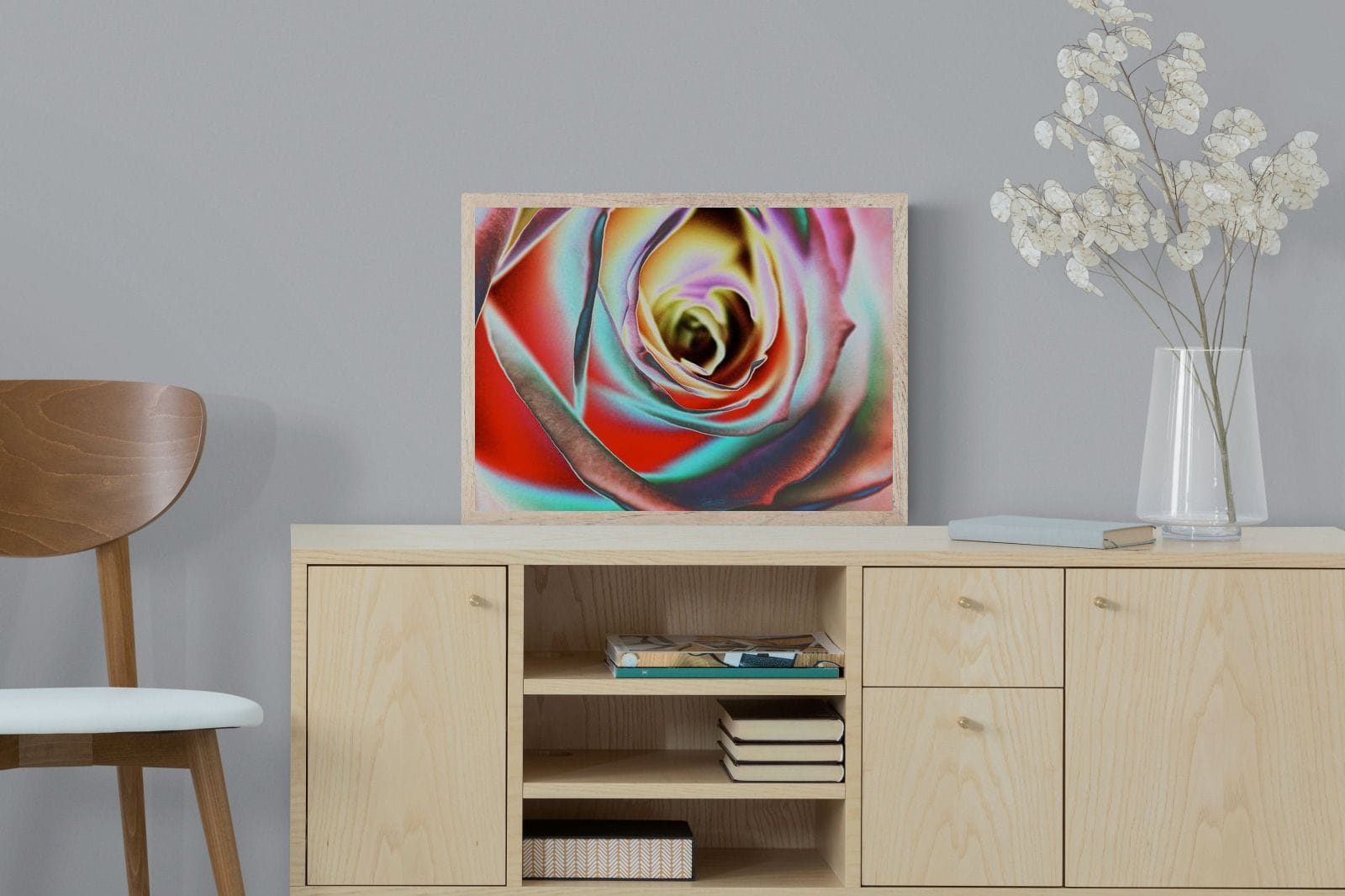 Psychedelic Rose-Wall_Art-60 x 45cm-Mounted Canvas-Wood-Pixalot