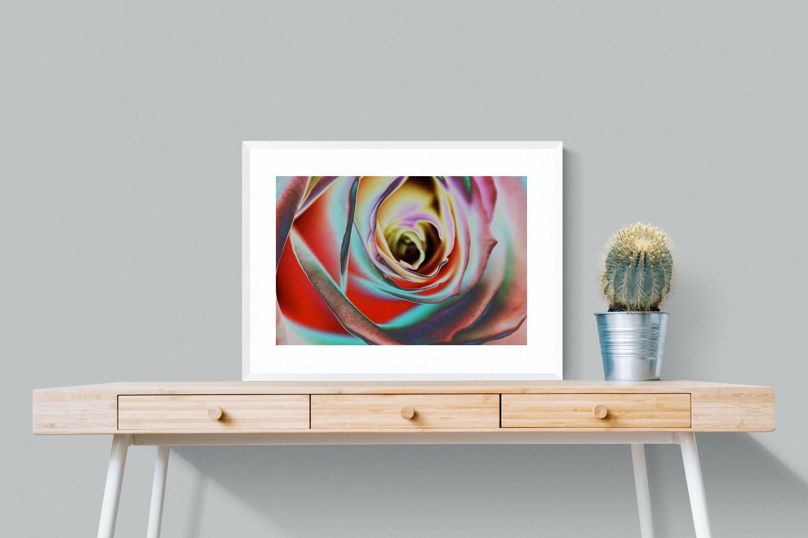 Psychedelic Rose-Wall_Art-80 x 60cm-Framed Print-White-Pixalot