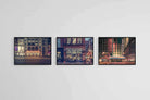 Retro Brooklyn Set-Wall_Art-60 x 45cm (x3)-Mounted Canvas-Black-Pixalot