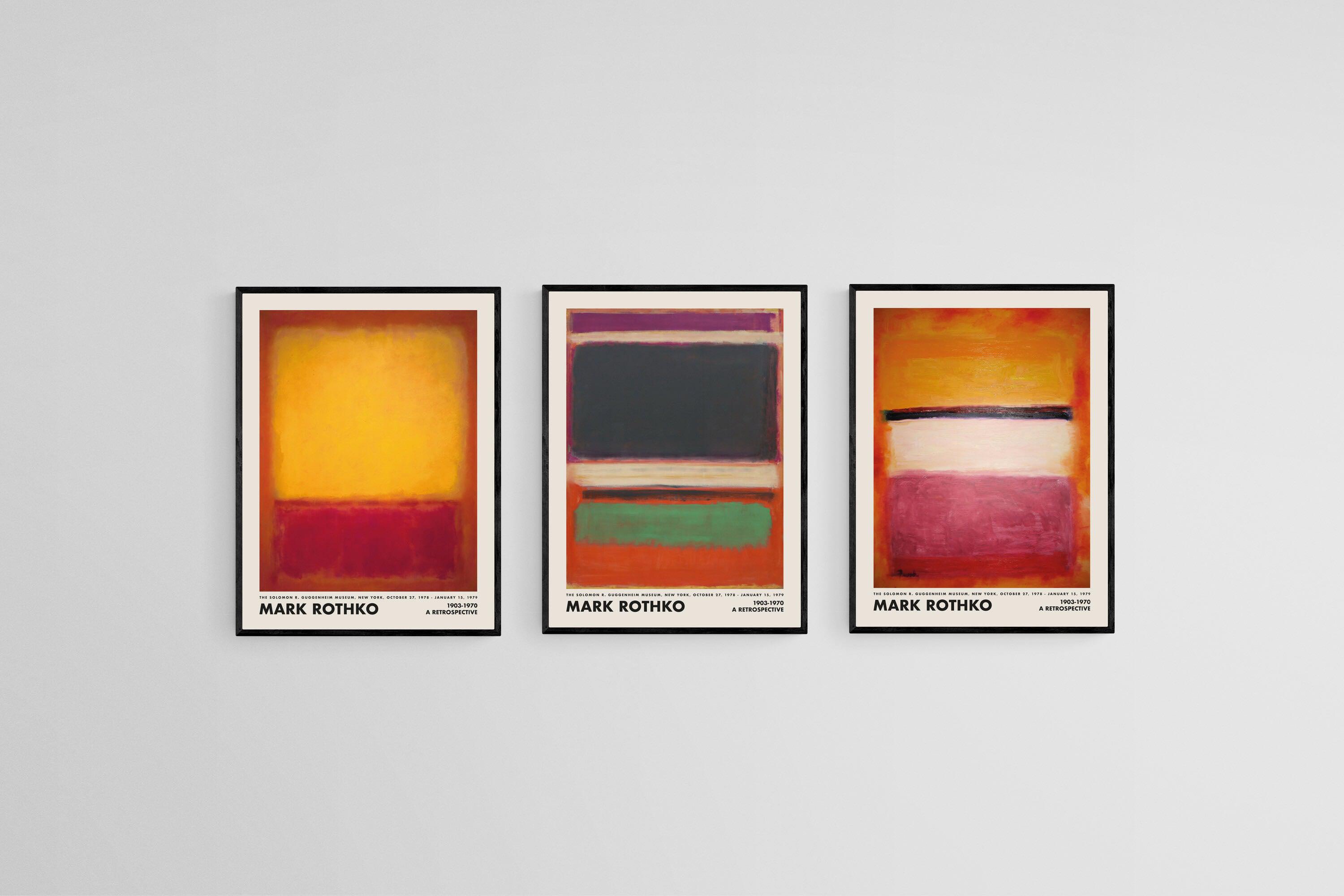 Rothko Guggenheim Set-Wall_Art-45 x 60cm (x3)-Mounted Canvas-Black-Pixalot