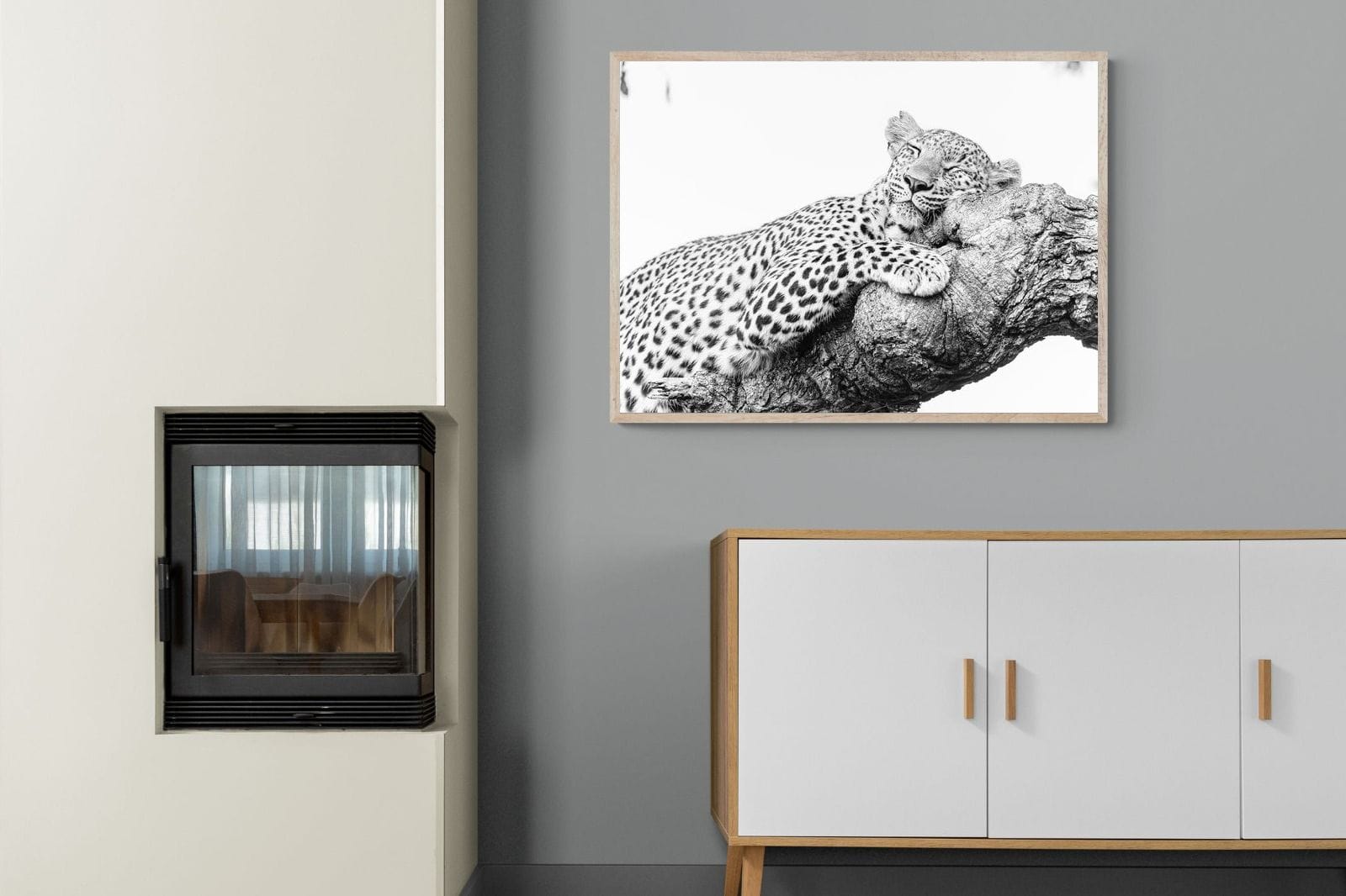 Sleeping Leopard-Wall_Art-100 x 75cm-Mounted Canvas-Wood-Pixalot