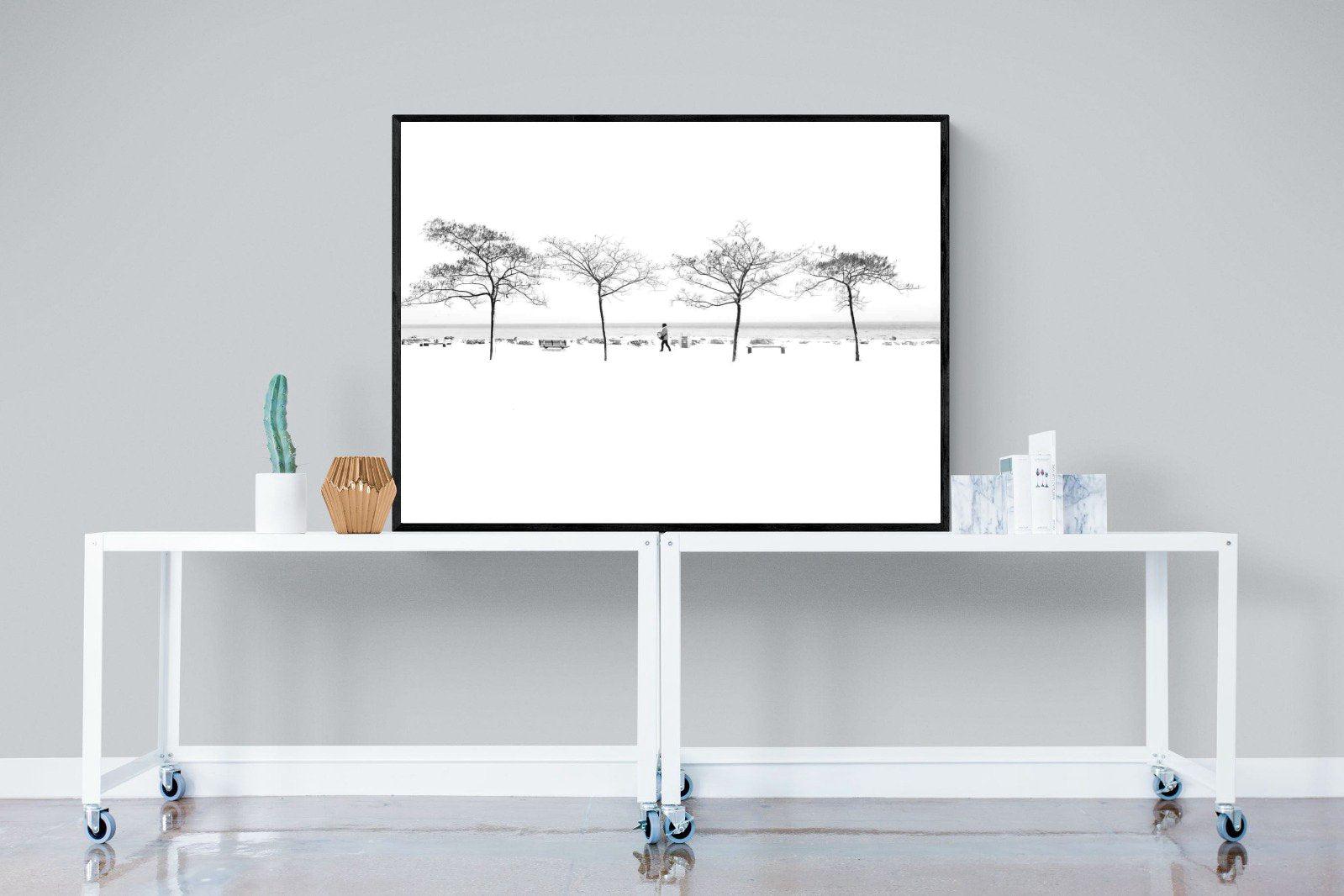 Snowy Walk-Wall_Art-120 x 90cm-Mounted Canvas-Black-Pixalot