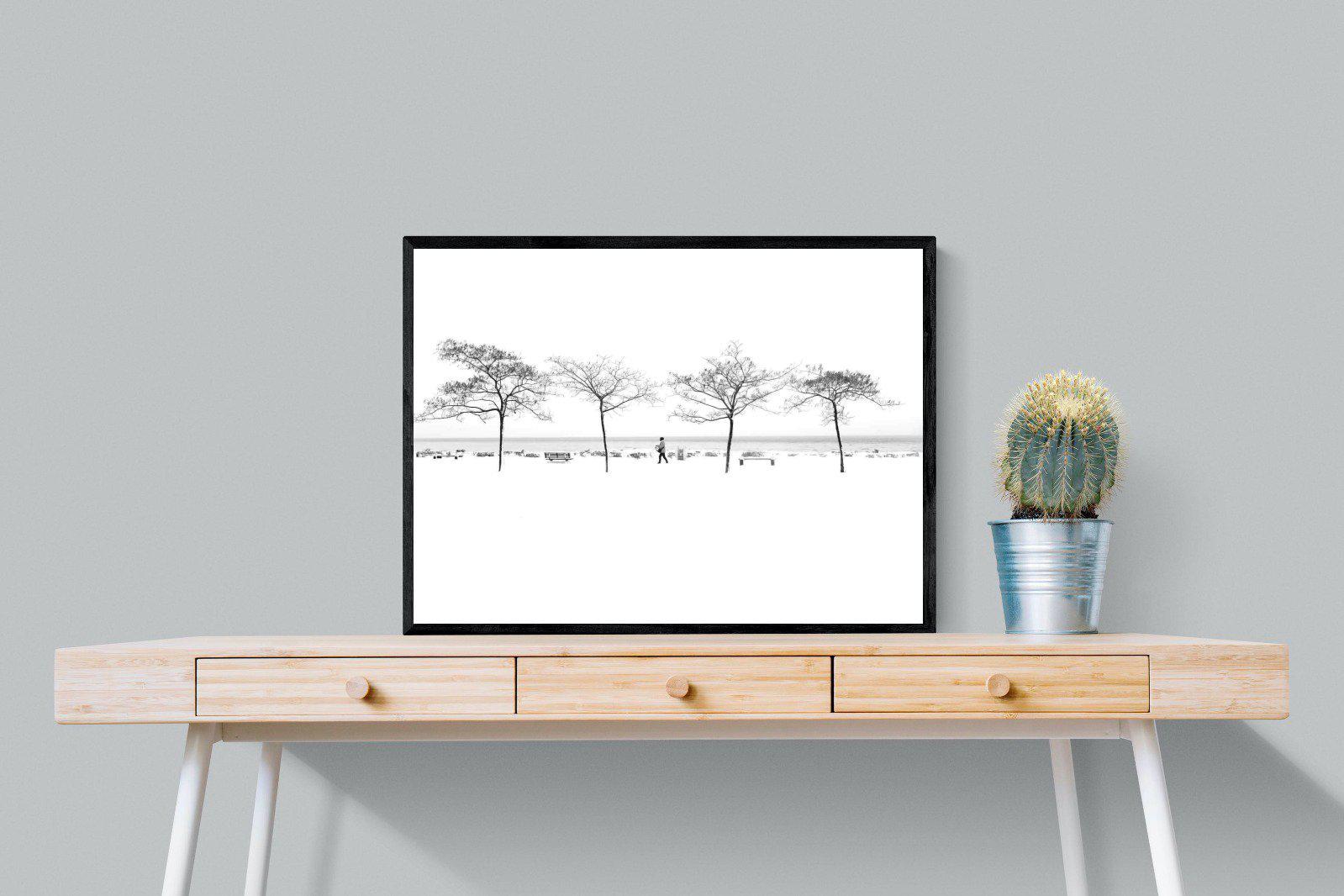 Snowy Walk-Wall_Art-80 x 60cm-Mounted Canvas-Black-Pixalot