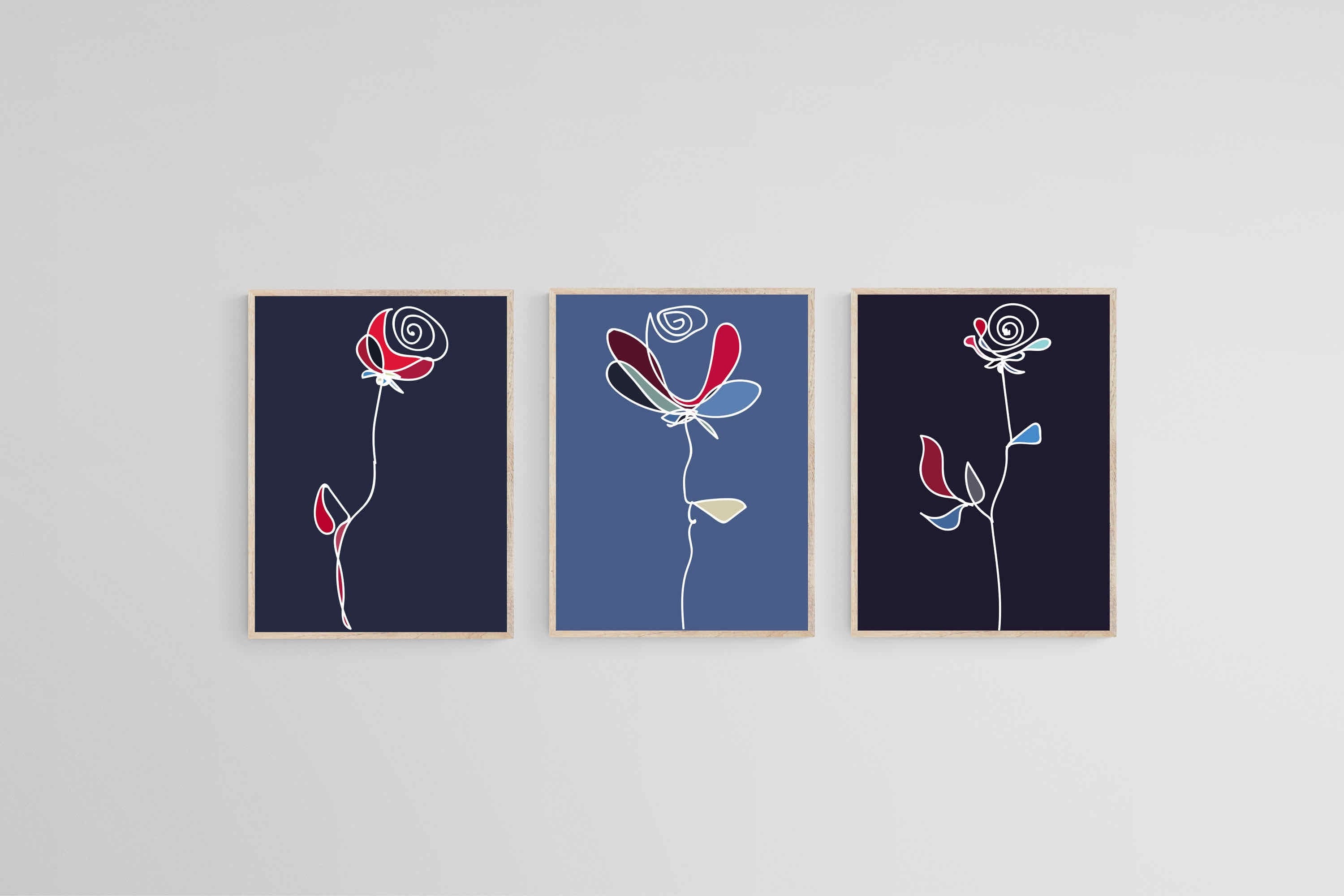 Stems & Petals Set-Wall_Art-45 x 60cm (x3)-Mounted Canvas-Wood-Pixalot