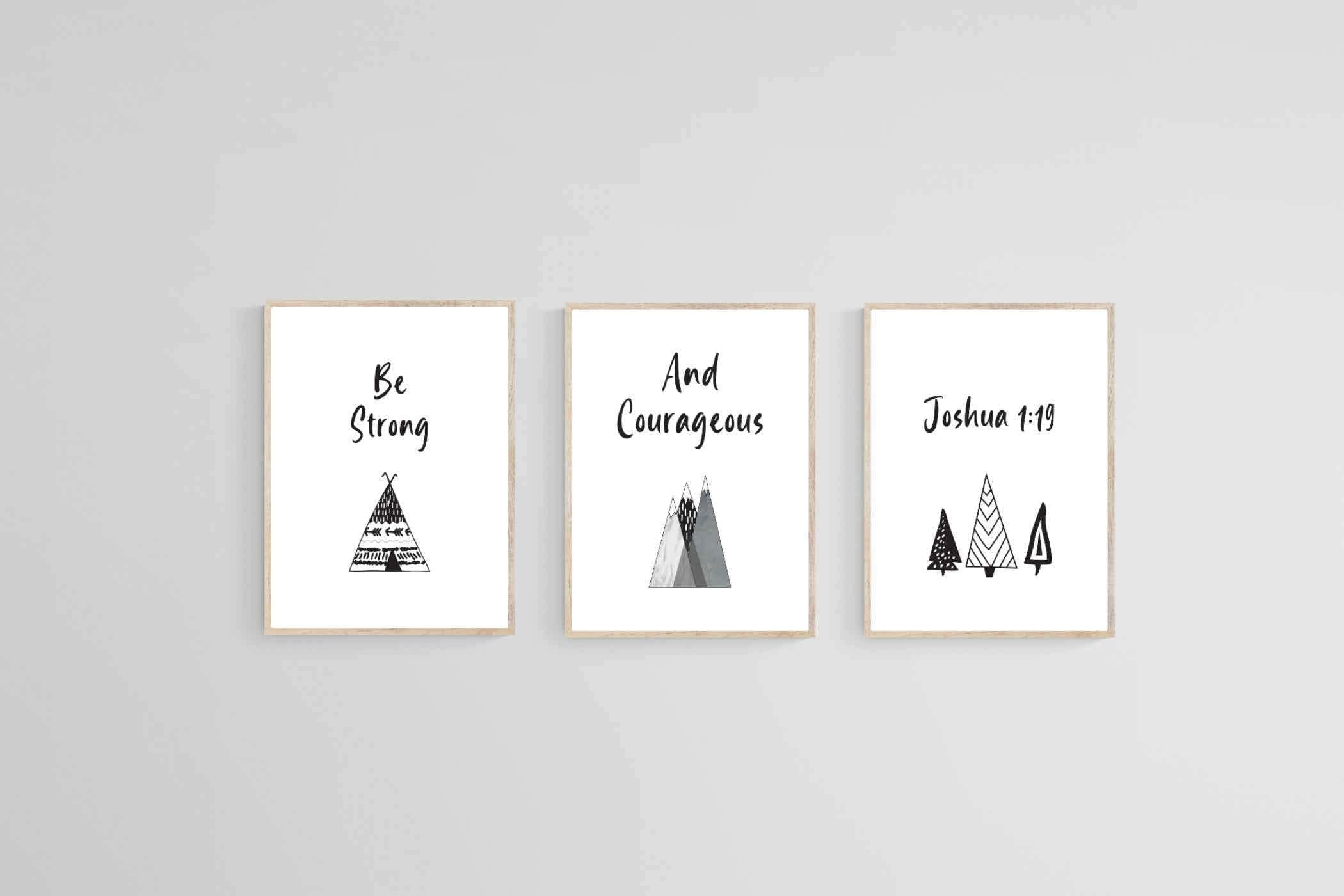 Strong & Courageous Set-Wall_Art-45 x 60cm (x3)-Mounted Canvas-Wood-Pixalot