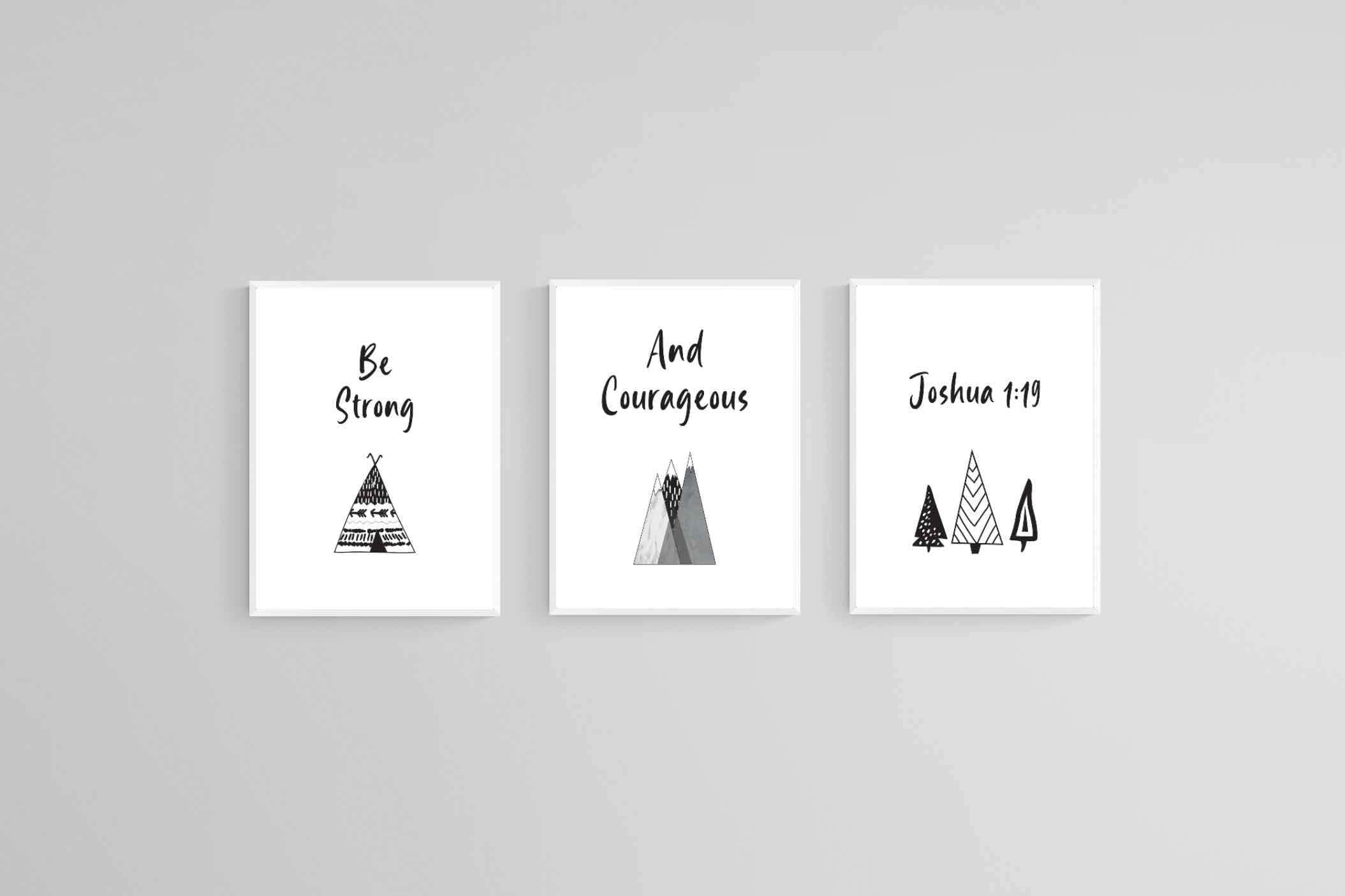 Strong & Courageous Set-Wall_Art-45 x 60cm (x3)-Mounted Canvas-White-Pixalot