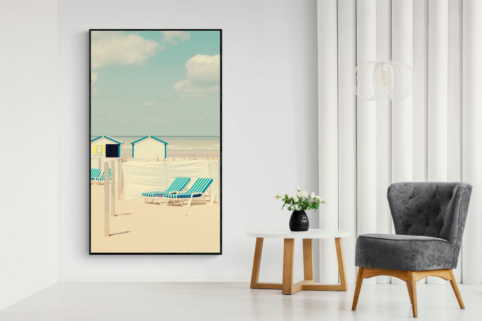 Sun Loungers-Wall_Art-130 x 220cm-Mounted Canvas-Black-Pixalot