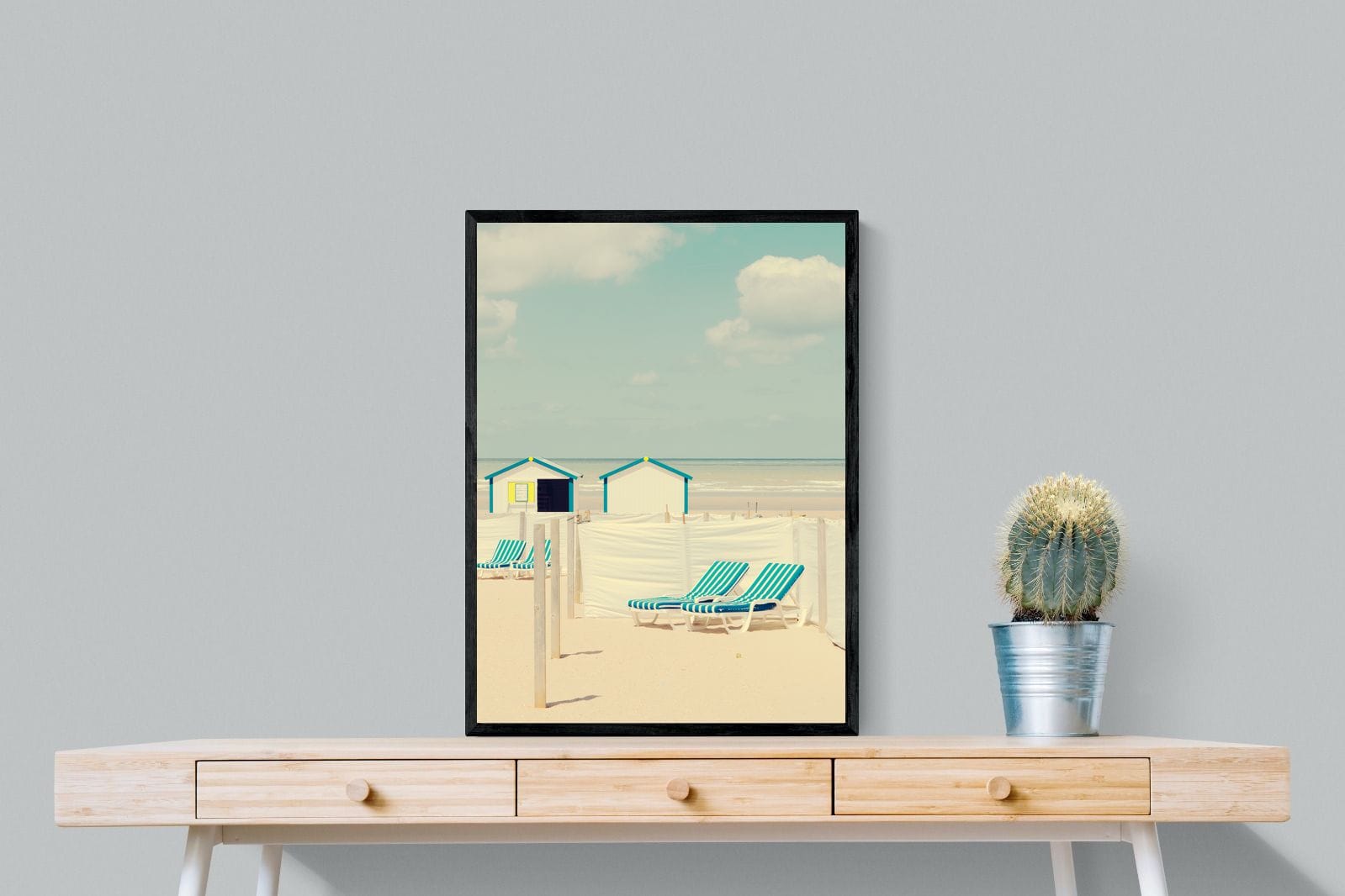 Sun Loungers-Wall_Art-60 x 80cm-Mounted Canvas-Black-Pixalot