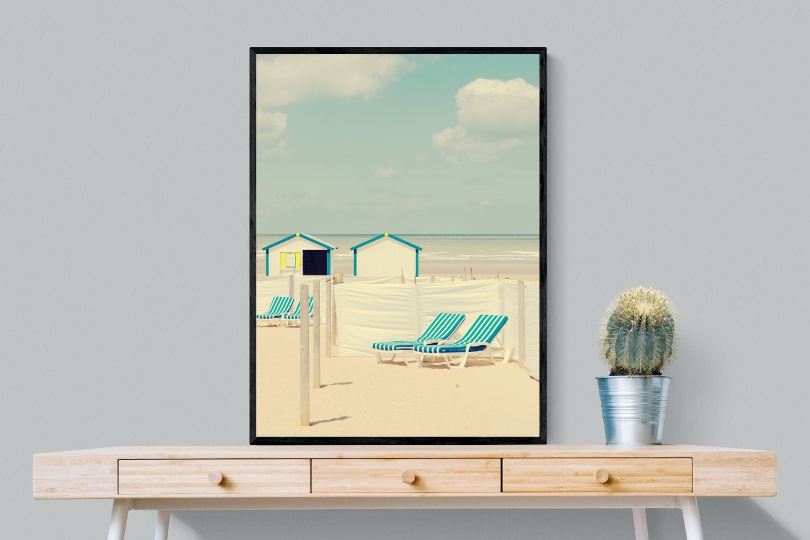 Sun Loungers-Wall_Art-75 x 100cm-Mounted Canvas-Black-Pixalot