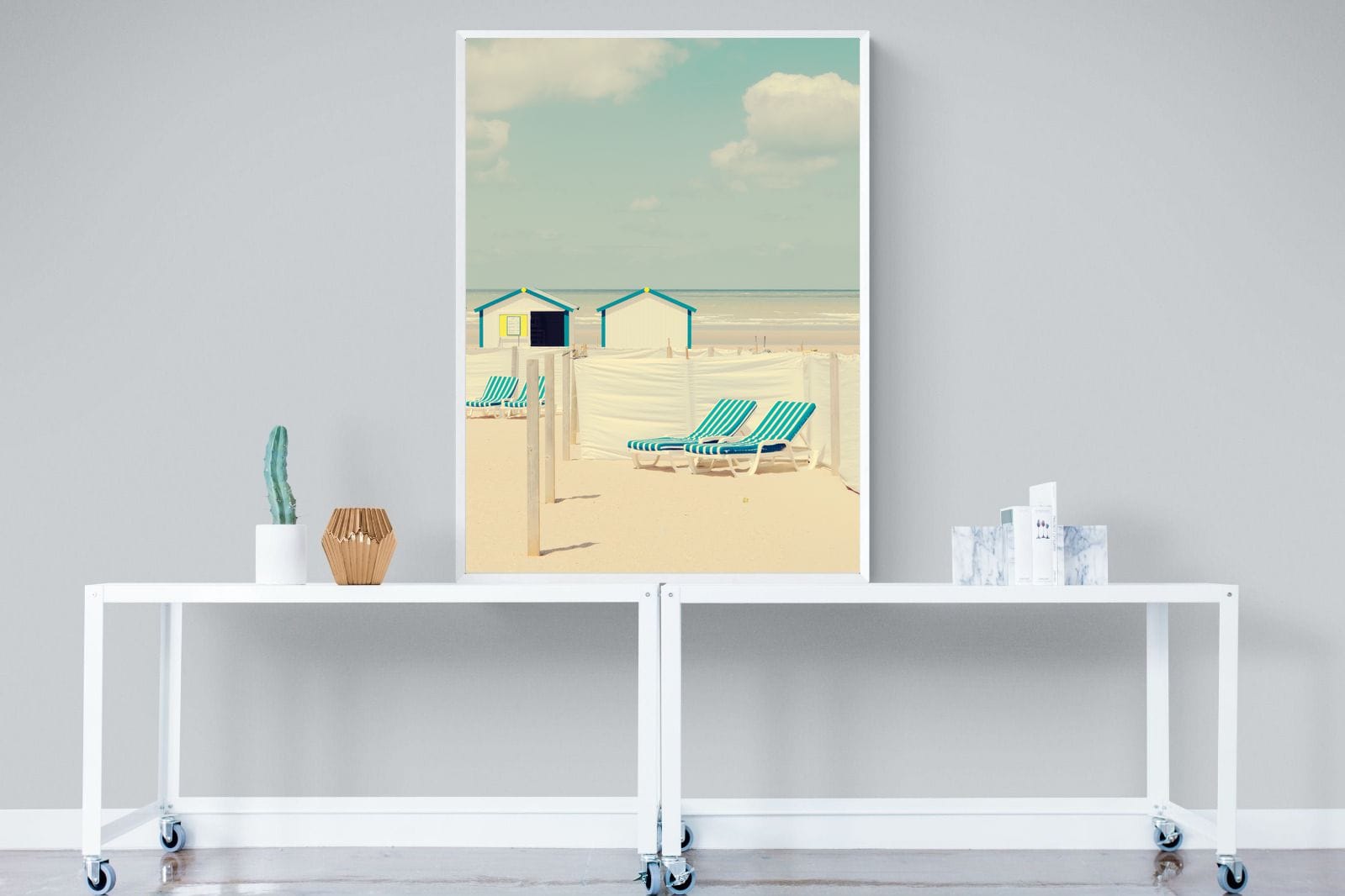 Sun Loungers-Wall_Art-90 x 120cm-Mounted Canvas-White-Pixalot