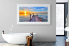 Sunrise Jetty-Wall_Art-180 x 110cm-Framed Print-White-Pixalot