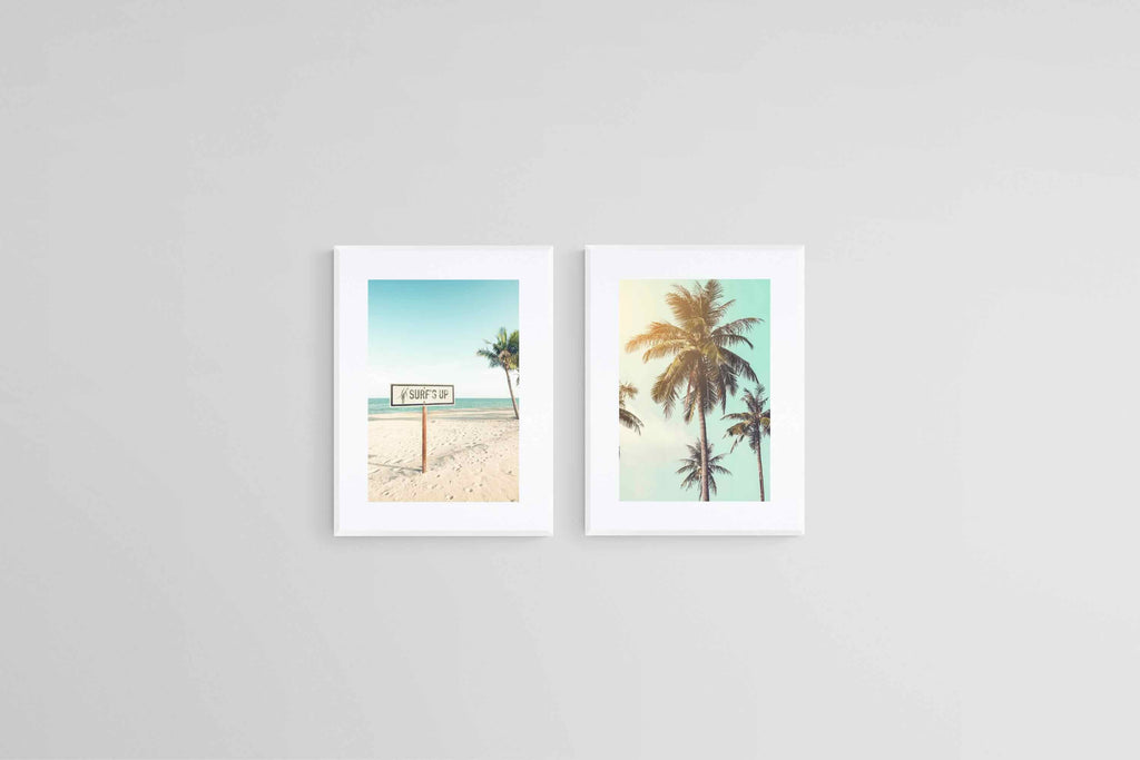 Surf's Up Set-Wall_Art-45 x 60cm (x2)-Framed Print-White-Pixalot