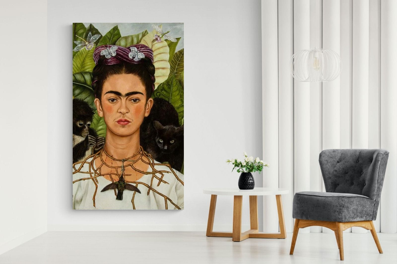 Thorn Necklace & Hummingbird-Wall_Art-130 x 220cm-Mounted Canvas-No Frame-Pixalot