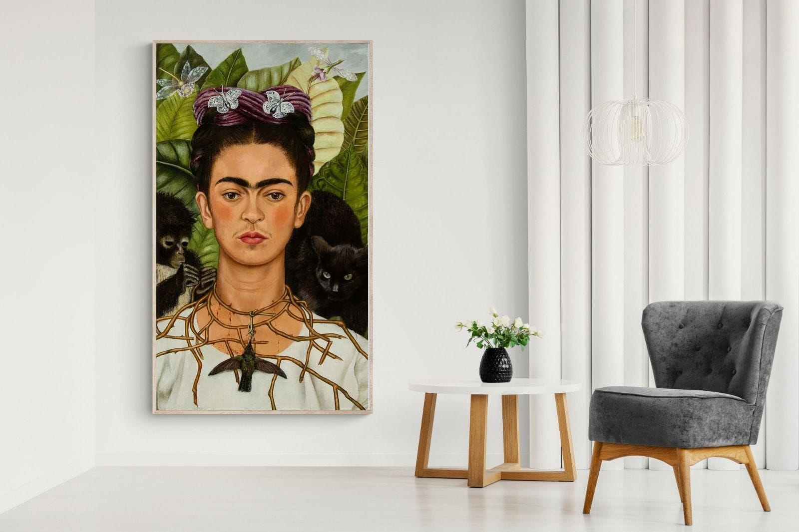 Thorn Necklace & Hummingbird-Wall_Art-130 x 220cm-Mounted Canvas-Wood-Pixalot