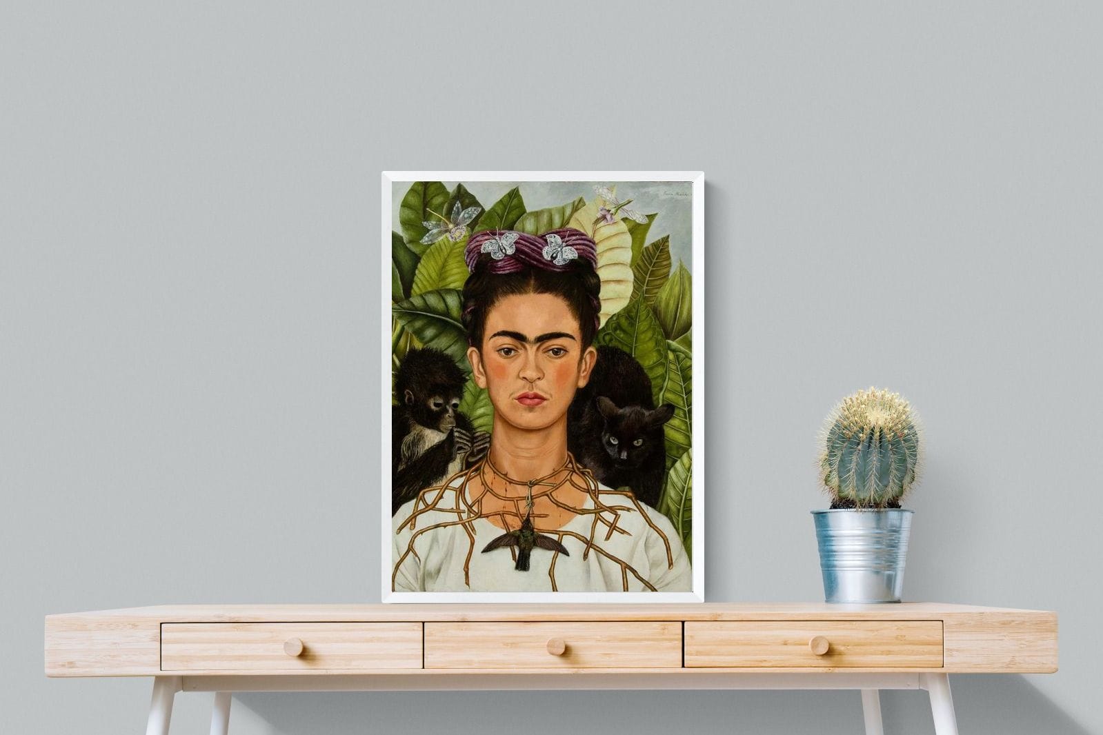 Thorn Necklace & Hummingbird-Wall_Art-60 x 80cm-Mounted Canvas-White-Pixalot