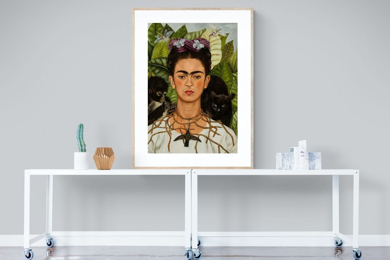 Thorn Necklace & Hummingbird-Wall_Art-90 x 120cm-Framed Print-Wood-Pixalot