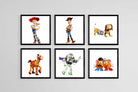 Toy Story Set of 6-Wall_Art-30 x 30cm (x6)-Mounted Canvas-Black-Pixalot