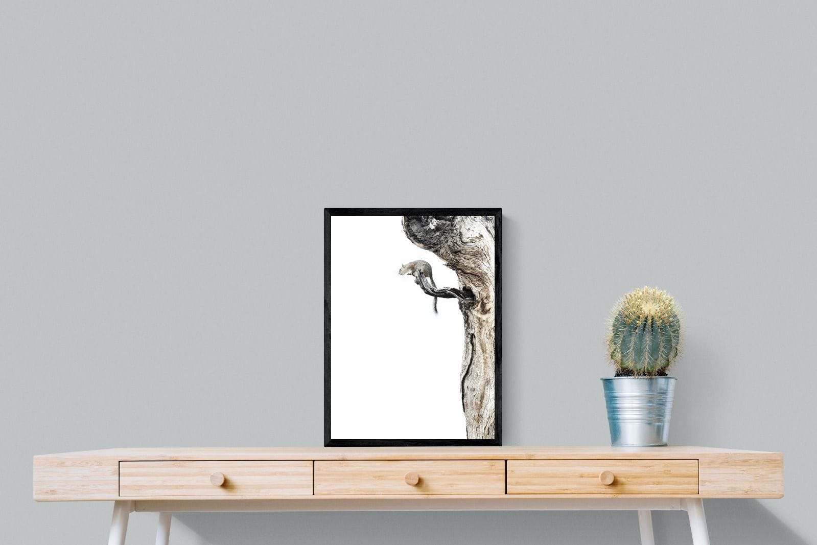 Tree Squirrel-Wall_Art-45 x 60cm-Mounted Canvas-Black-Pixalot