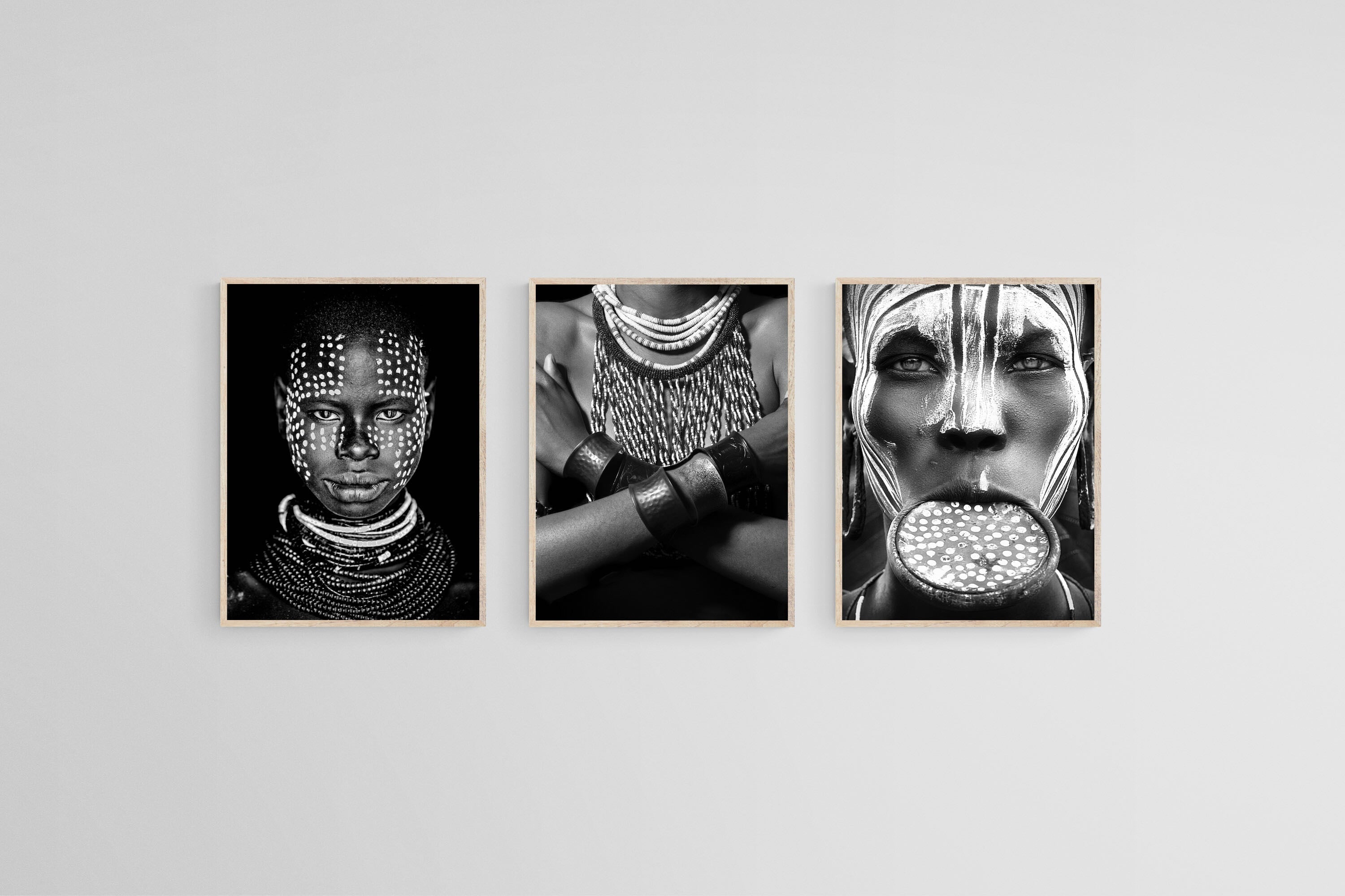 Tribes Set-Wall_Art-45 x 60cm (x3)-Mounted Canvas-Wood-Pixalot