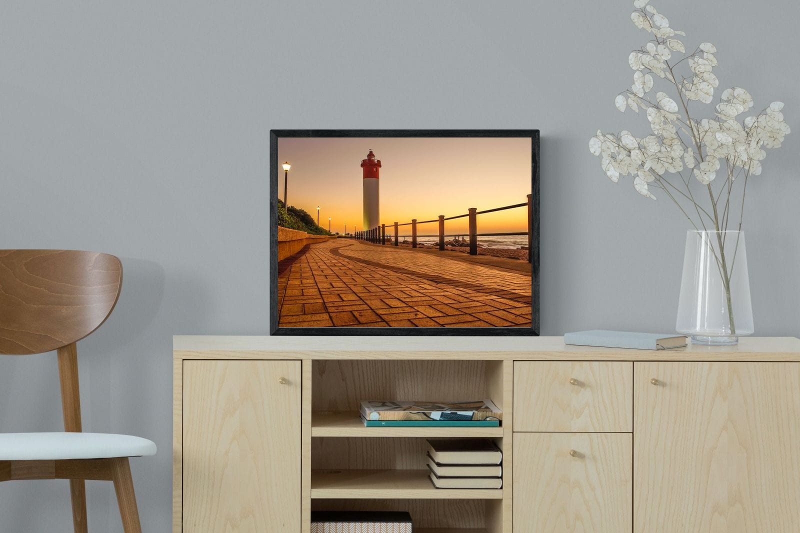 Umhlanga Promenade-Wall_Art-60 x 45cm-Mounted Canvas-Black-Pixalot