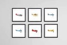 Vintage Planes Set-Wall_Art-30 x 30cm (x6)-Framed Print-Black-Pixalot