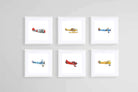 Vintage Planes Set-Wall_Art-30 x 30cm (x6)-Framed Print-White-Pixalot