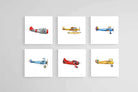 Vintage Planes Set-Wall_Art-30 x 30cm (x6)-Mounted Canvas-No Frame-Pixalot