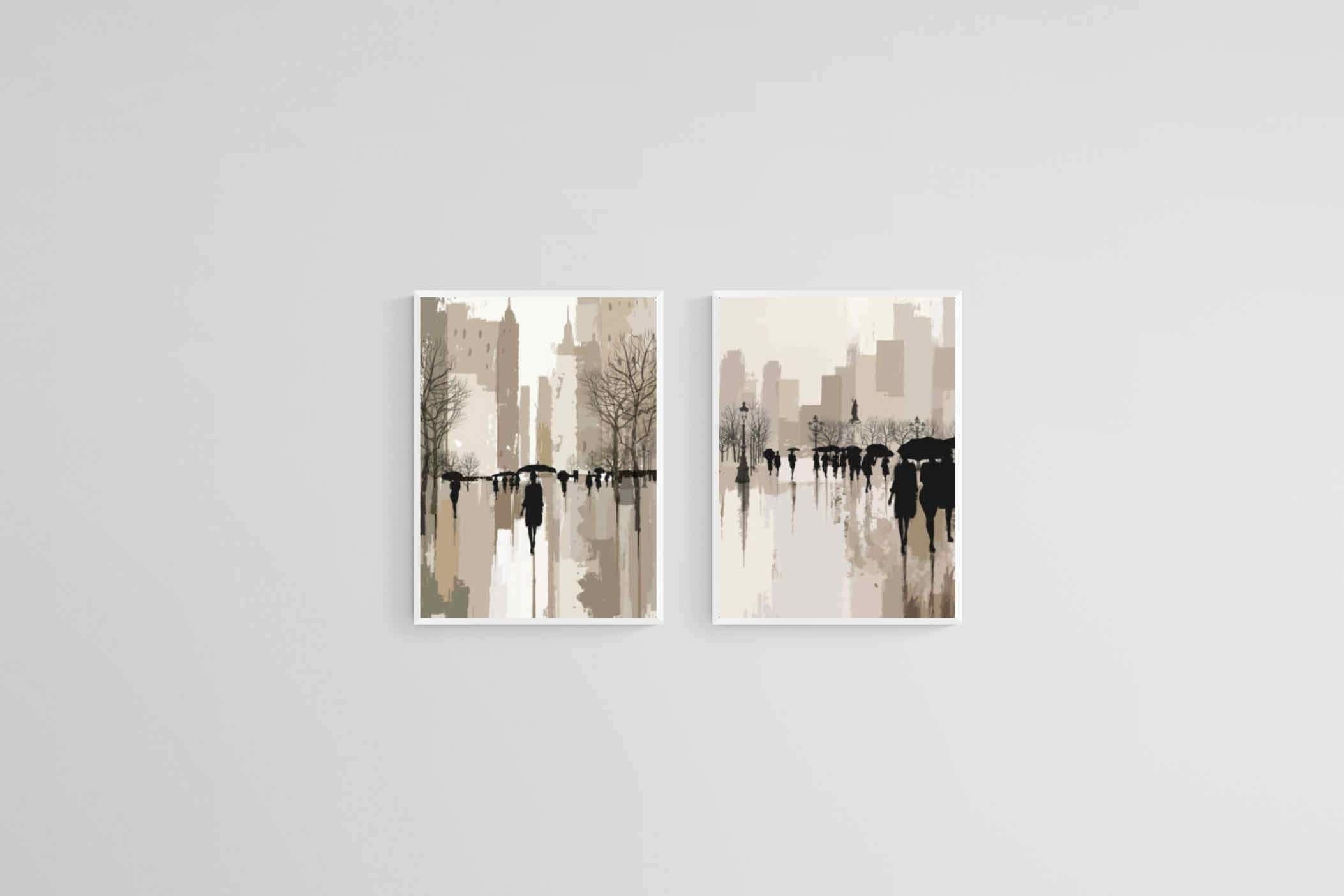 Watercolour In The Rain Set-Wall_Art-45 x 60cm (x2)-Mounted Canvas-White-Pixalot