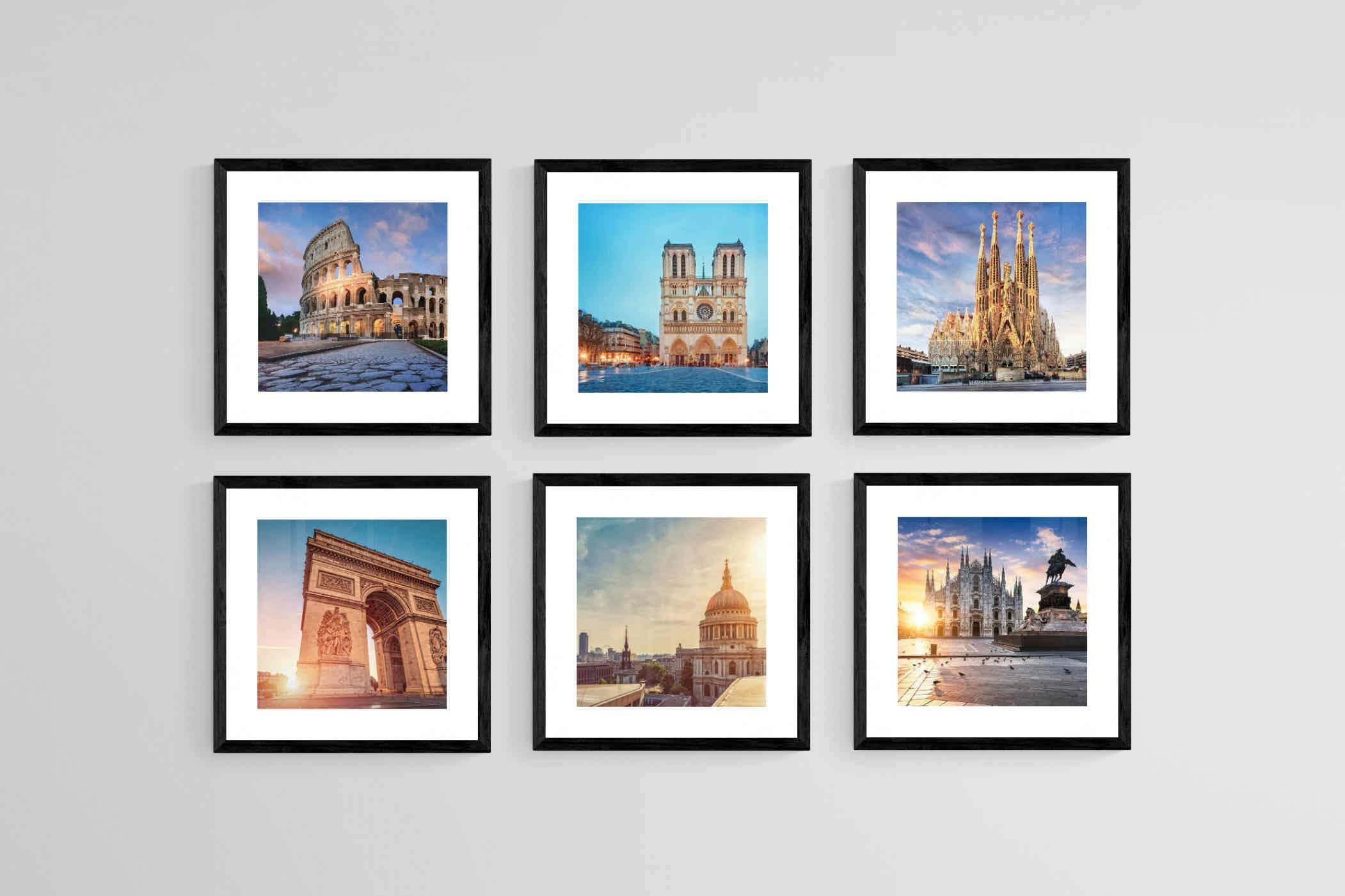 Wonderlust Set-Wall_Art-30 x 30cm (x6)-Framed Print-Black-Pixalot