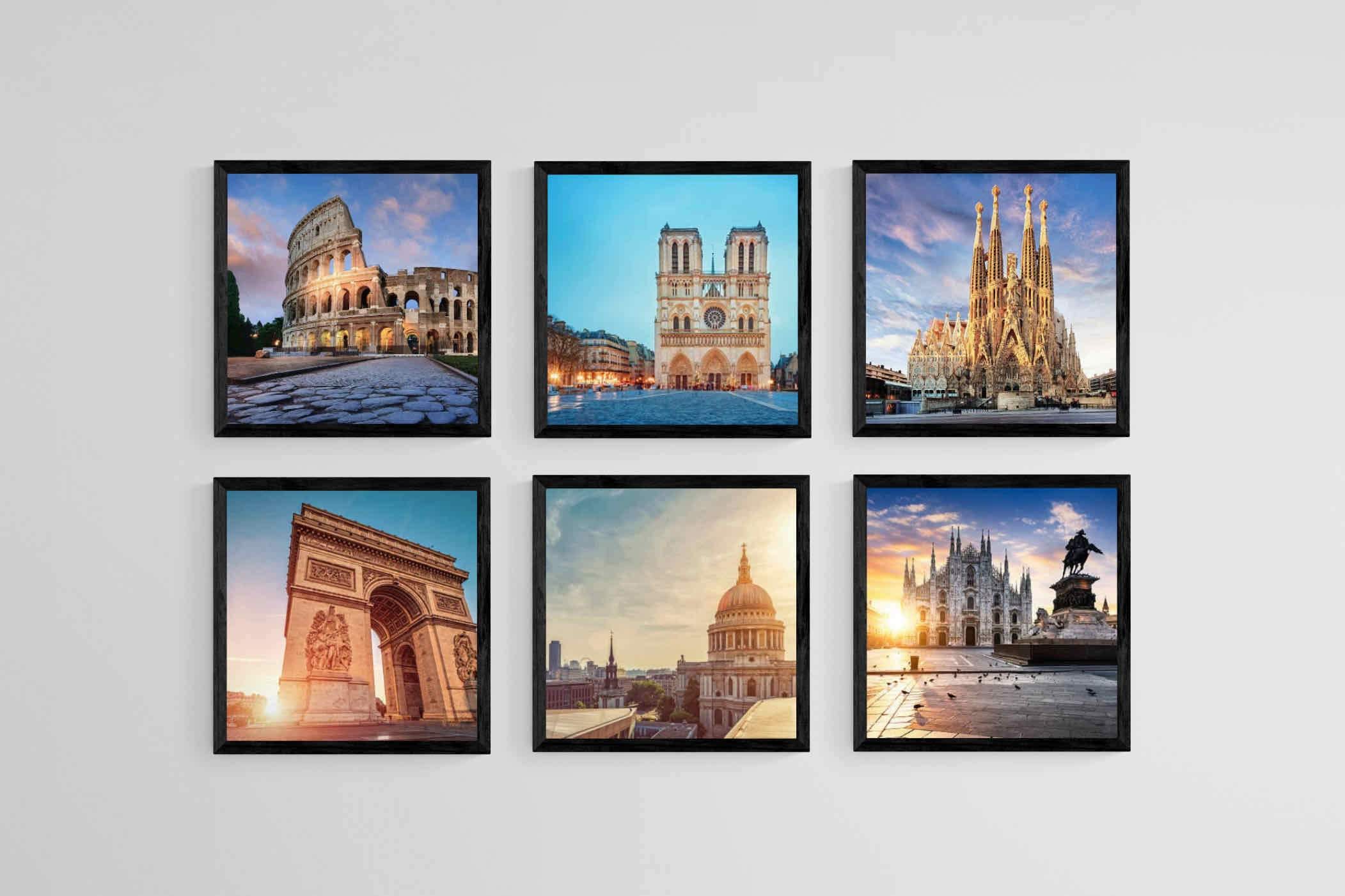 Wonderlust Set-Wall_Art-30 x 30cm (x6)-Mounted Canvas-Black-Pixalot