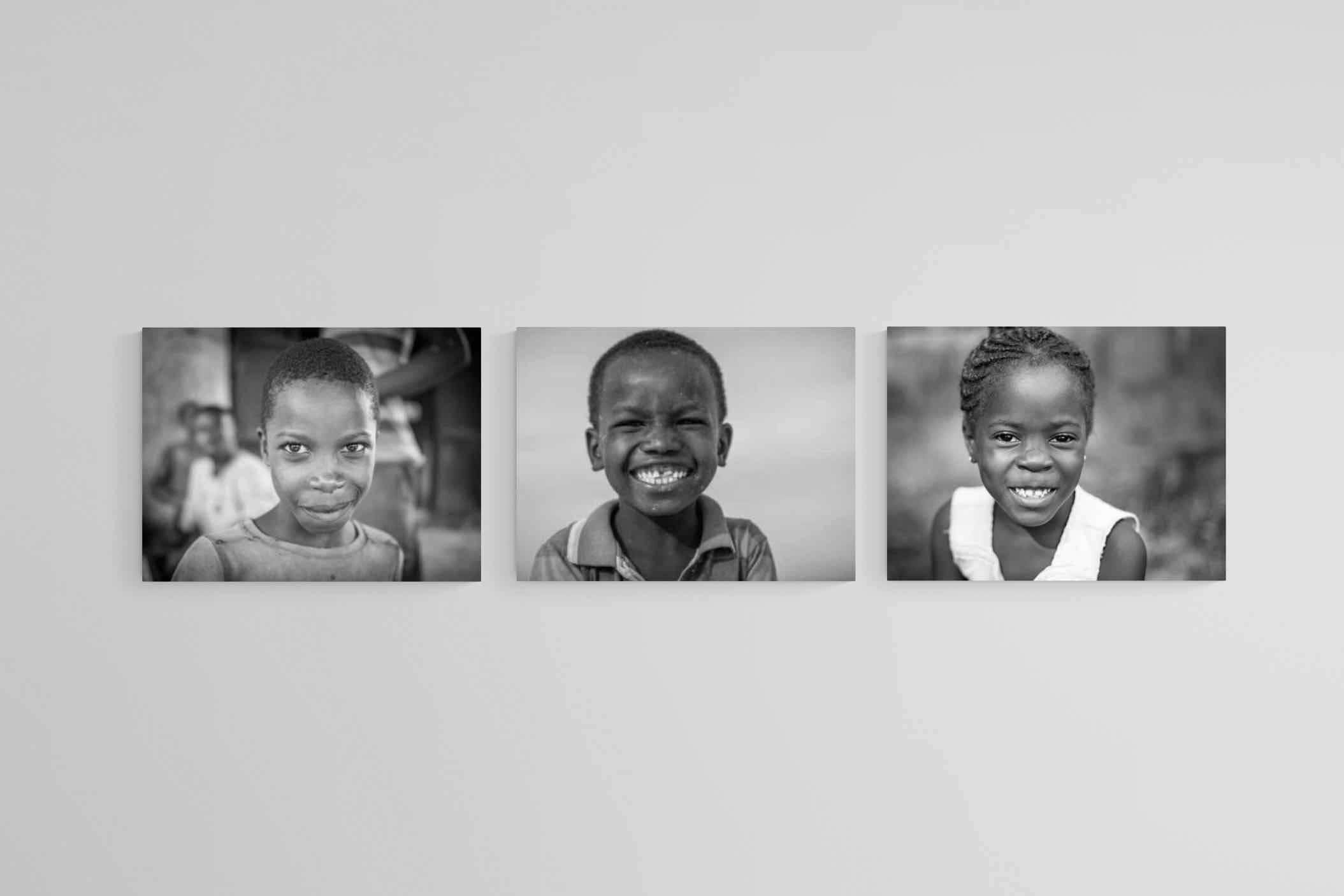 African Children Set-Wall_Art-80 x 60cm (x3)-Mounted Canvas-No Frame-Pixalot