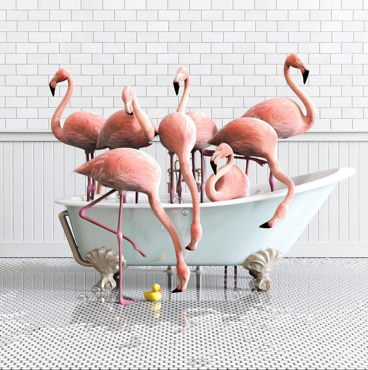 Bathtub Flamingos