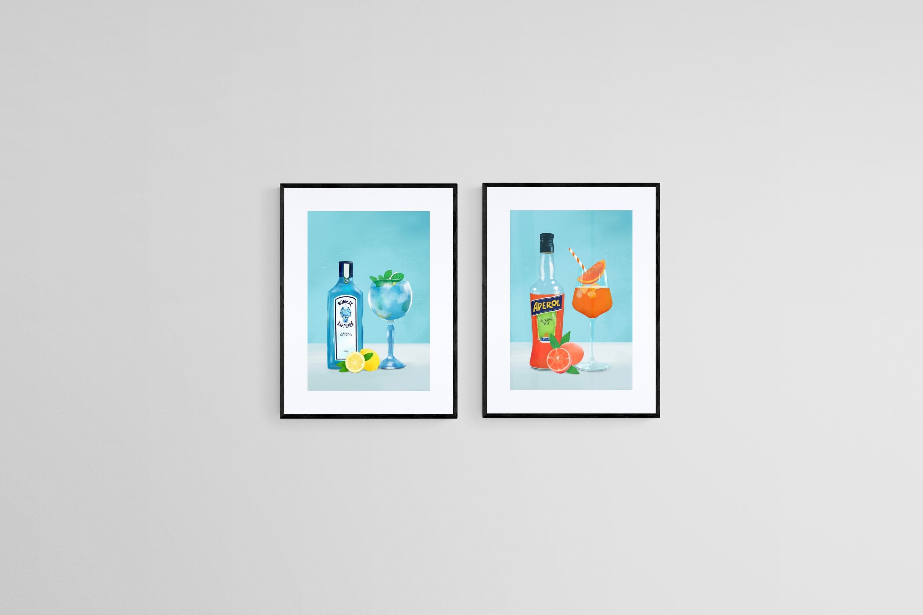 Cocktail Hour Set-Wall_Art-45 x 60cm (x2)-Framed Print-Black-Pixalot