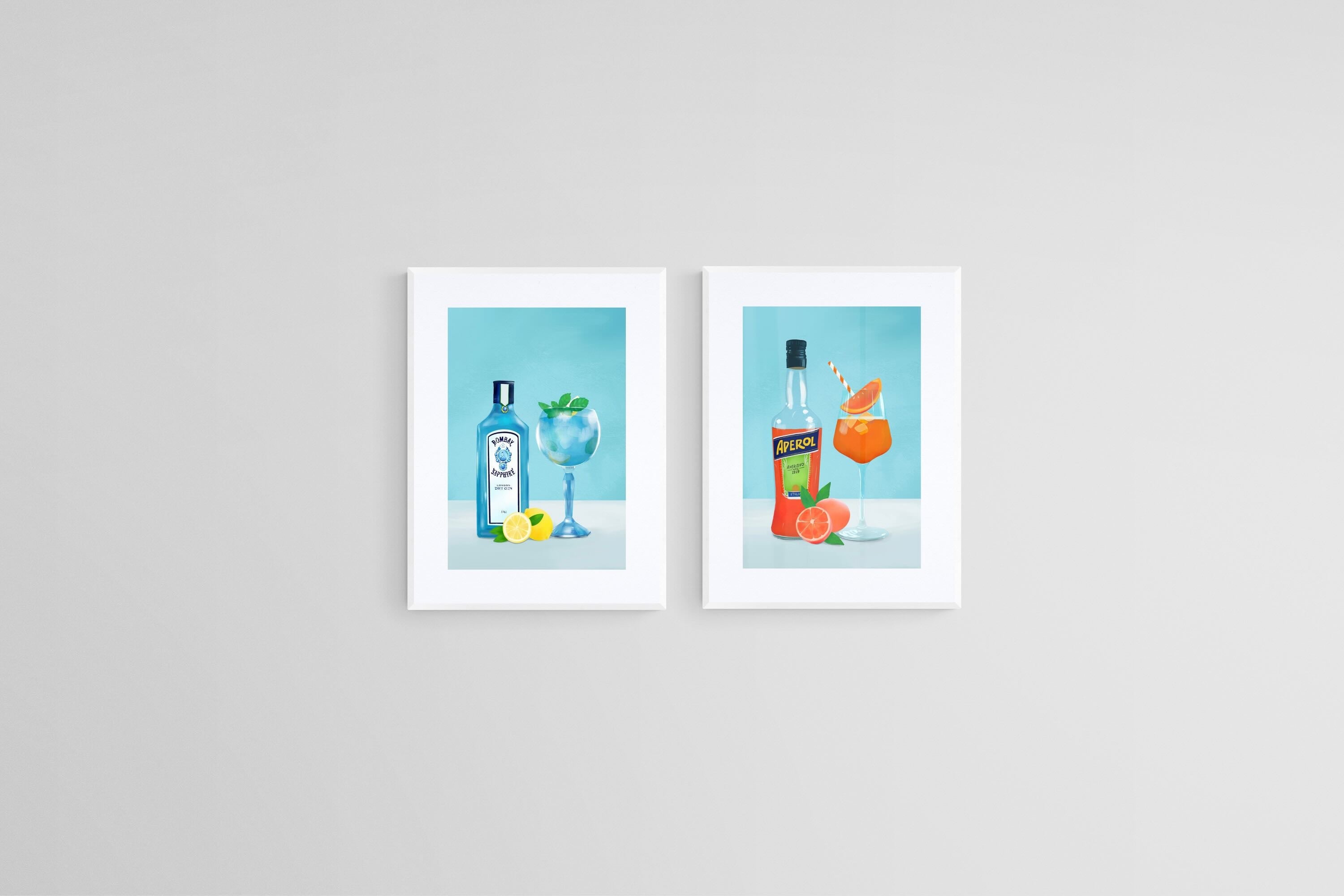 Cocktail Hour Set-Wall_Art-45 x 60cm (x2)-Framed Print-White-Pixalot