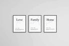 Family, Love, Home-Wall_Art-45 x 60cm (x3)-Framed Print-Black-Pixalot