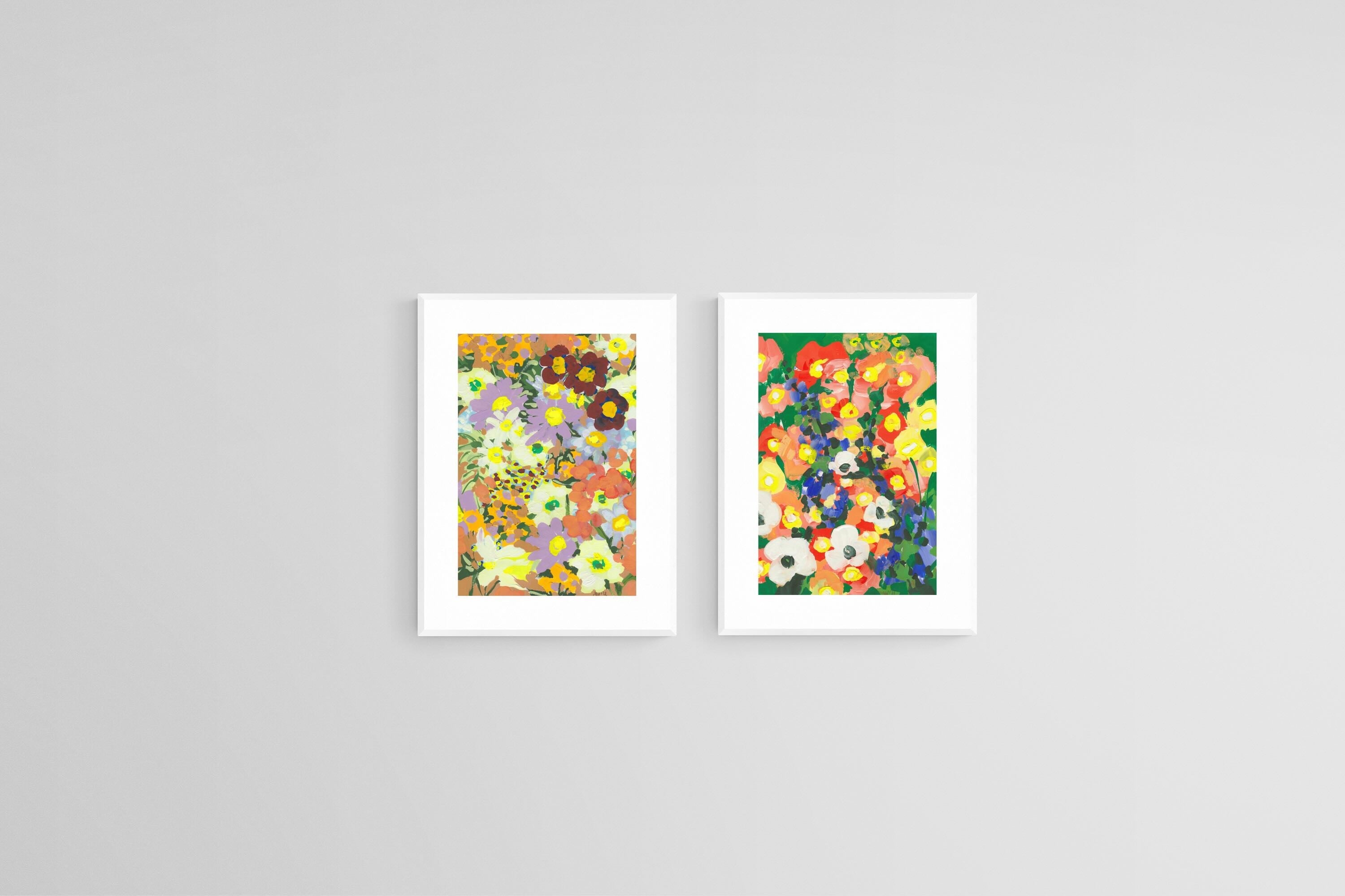 Floral Vibrance Set-Wall_Art-45 x 60cm (x2)-Framed Print-White-Pixalot