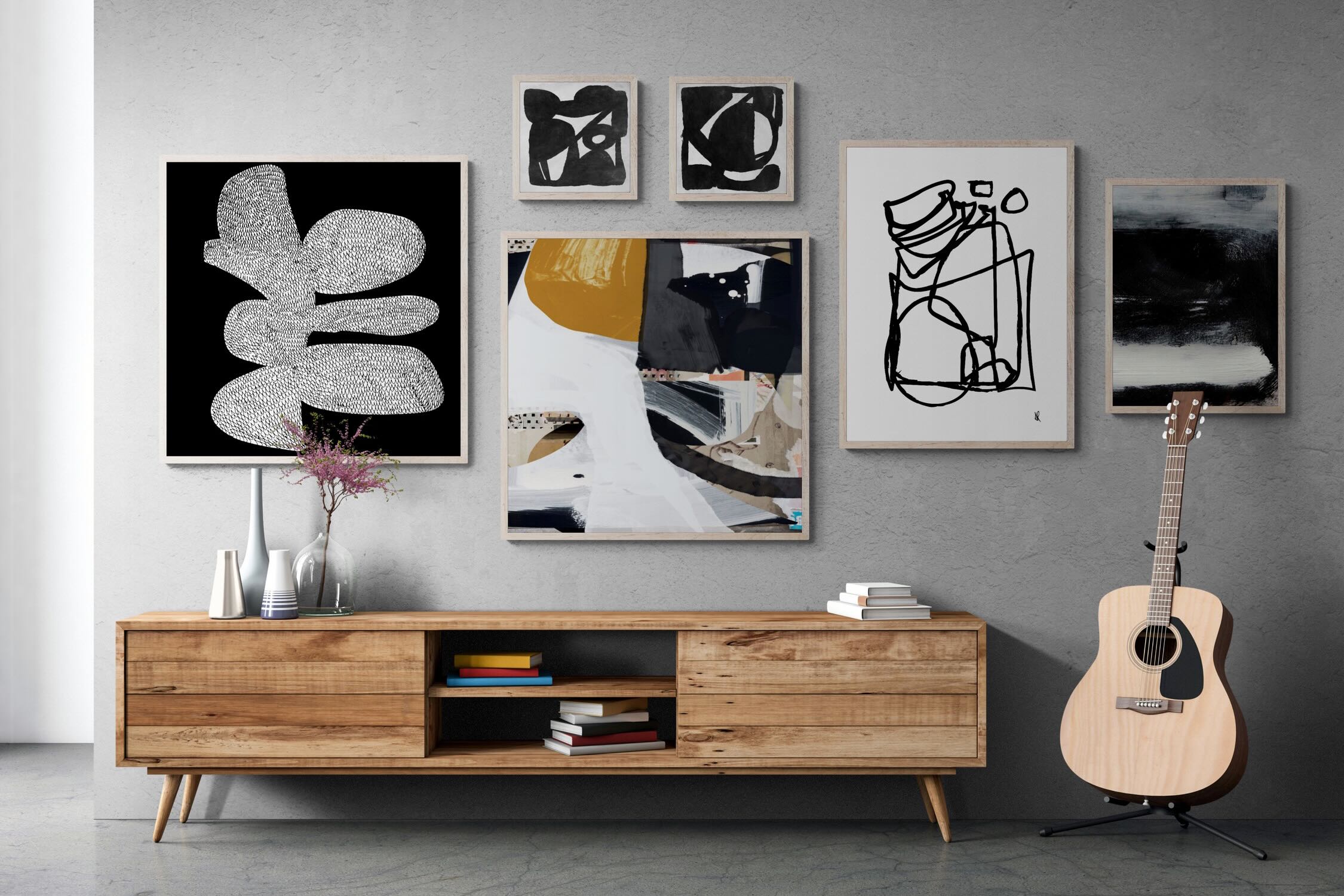 Hobday "Brash" Gallery Wall Set-Wall_Art-Mounted Canvas-Wood-Pixalot