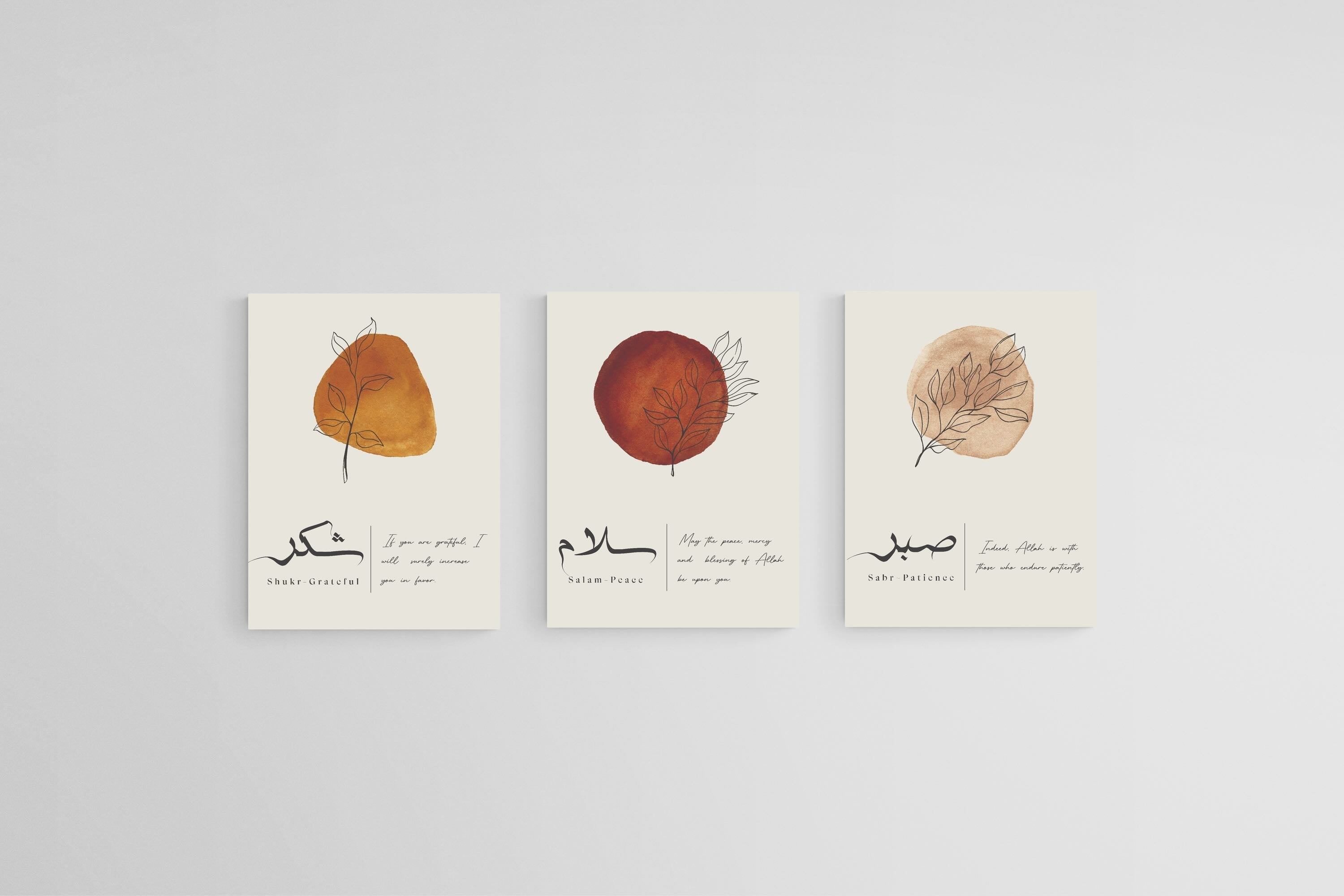 Islamic Set-Wall_Art-45 x 60cm (x3)-Mounted Canvas-No Frame-Pixalot