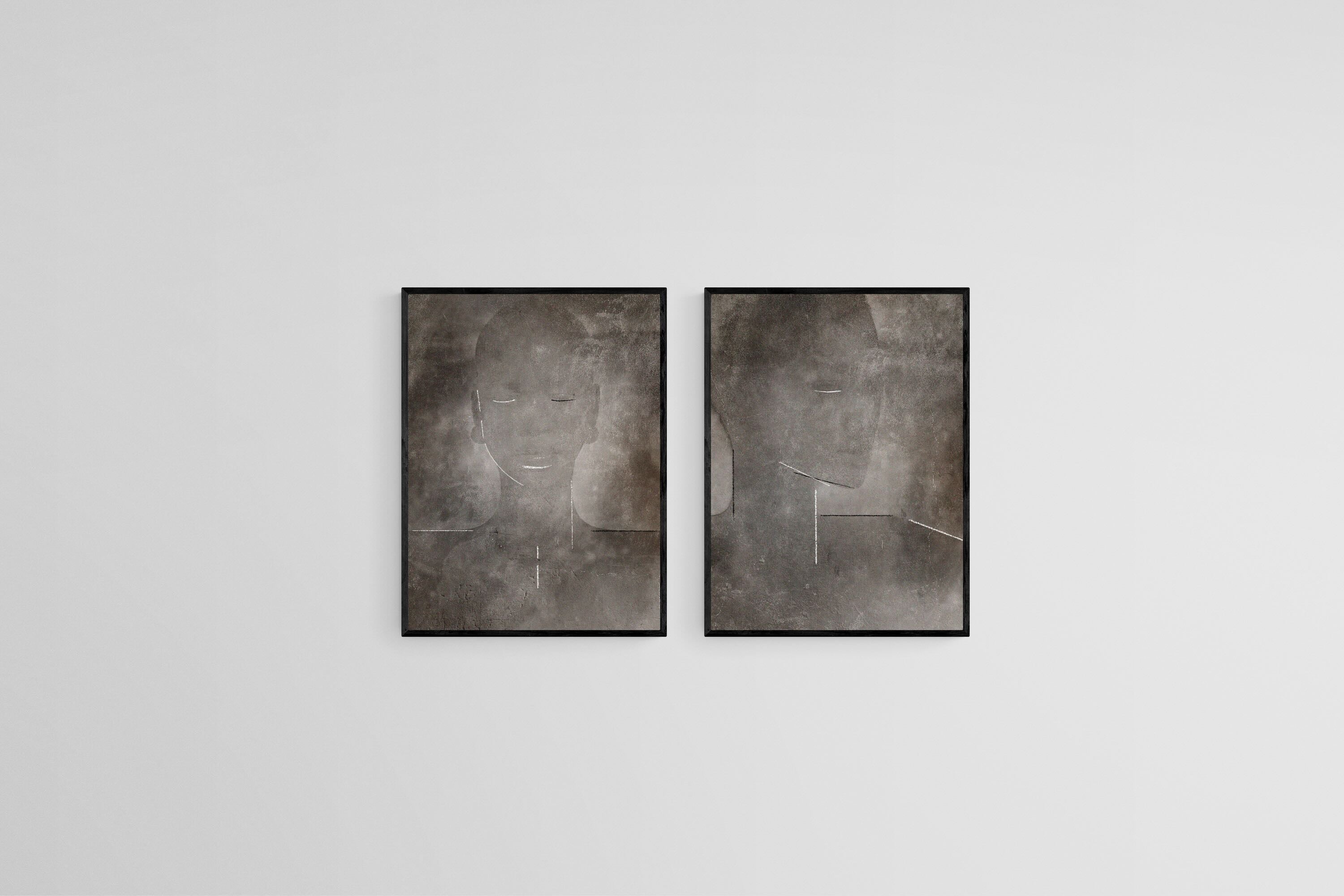 Kamila & Rumi-Wall_Art-45 x 60cm (x2)-Mounted Canvas-Black-Pixalot